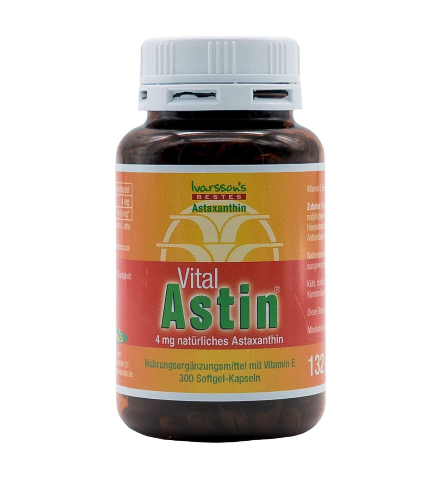 Vitalastin Astaxanthin 300 Capsules | Ivarssons Original 4mg Natural Astaxanthin for Cell Protection | International Shipping Available - Buy Online on GoSupps.com