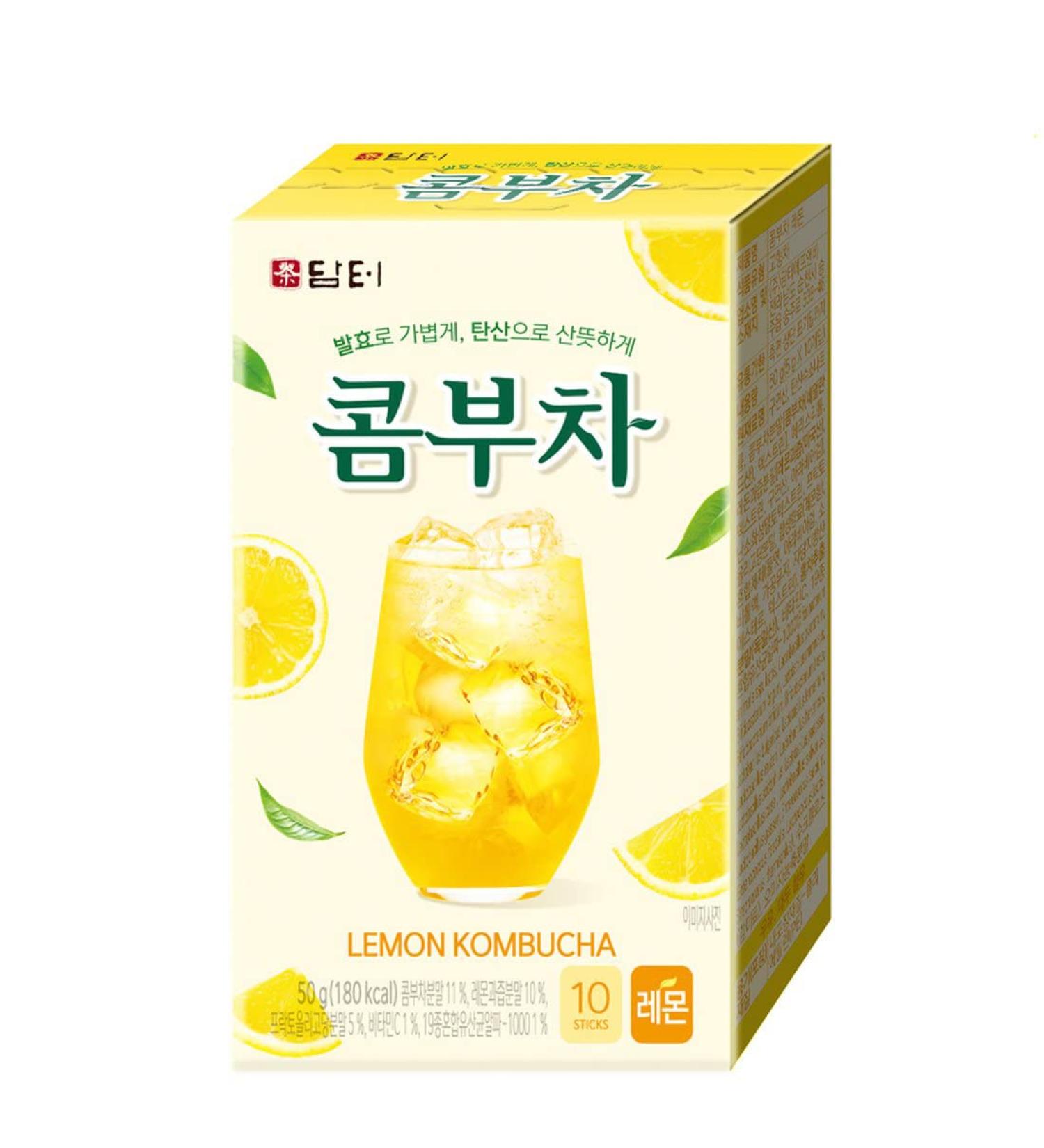 Damtuh Kombucha Tea Zero Sugar Sparkling Powdered Mix Lemon Flavor - 10 Sticks | Live Probiotics & Prebiotics from Korea - Buy Online on GoSupps.com