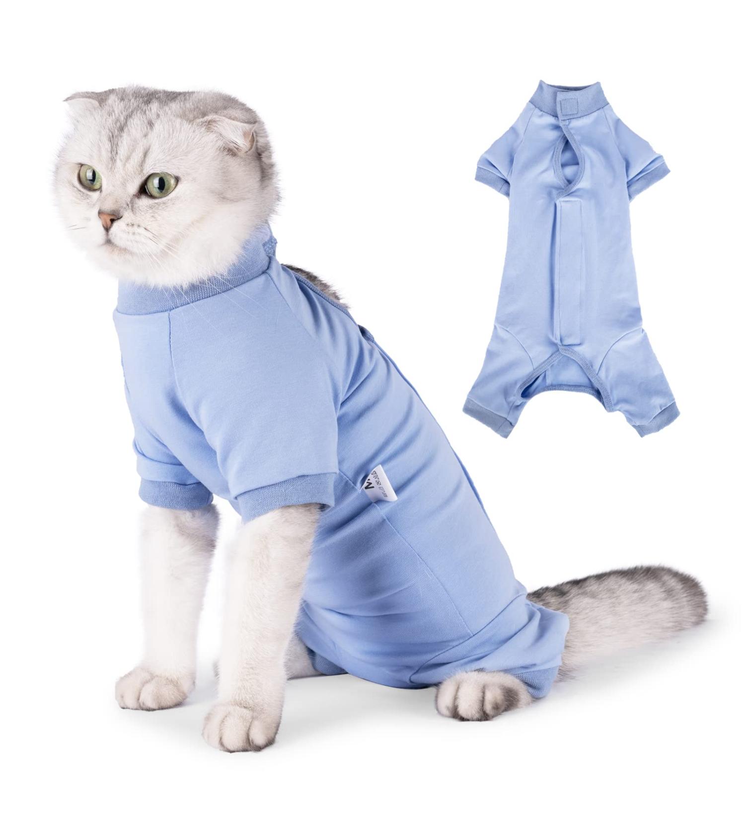 Lianzimau Katzenbody - Post-Surgery Cat Body Suit Long Sleeve E-Collars Alternative Blue Size M (1 Pack) | International Shipping - Buy Online on GoSupps.com