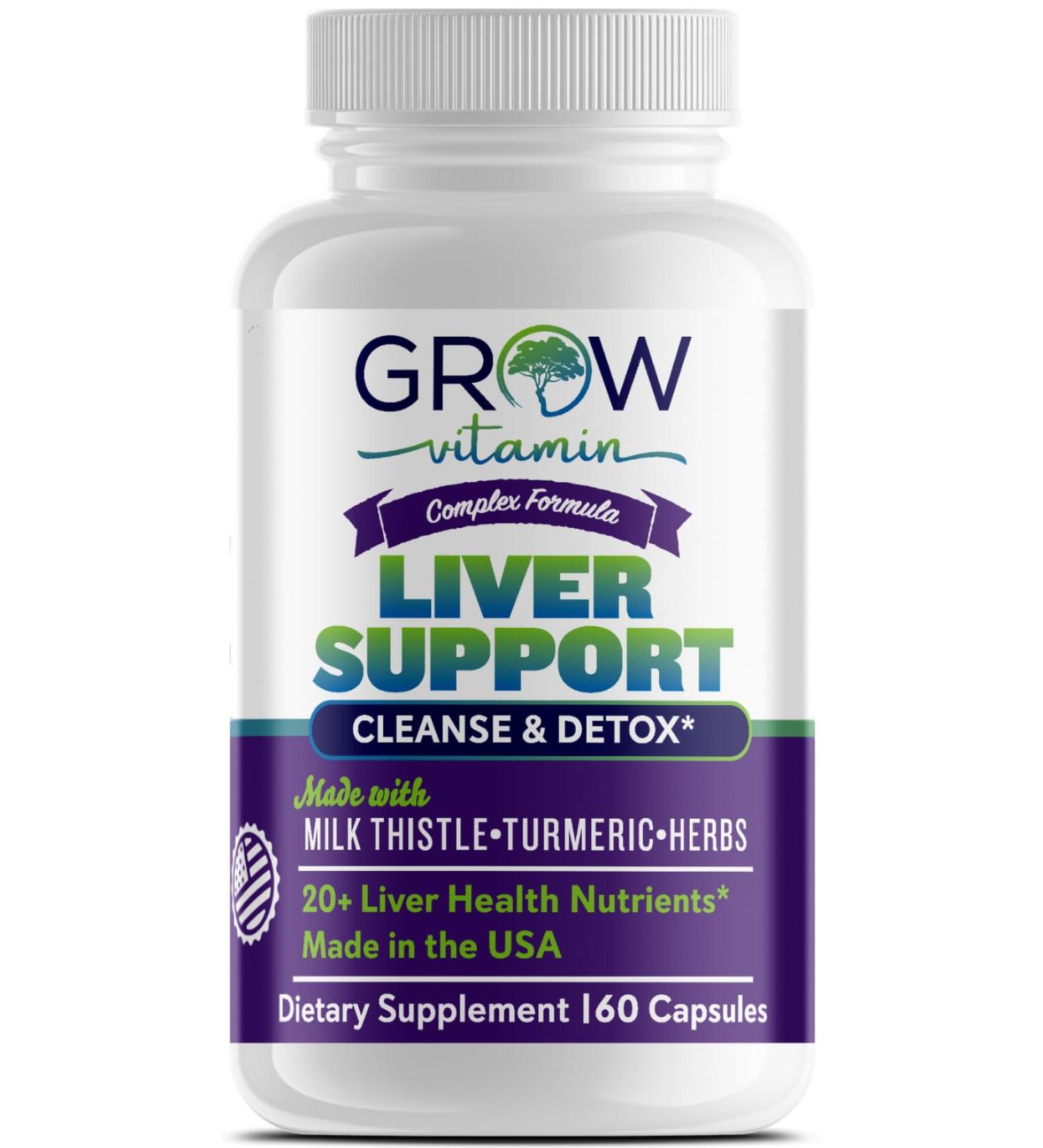 grow vitamin Liver Cleanse Detox Capsules w/Unique Blend of Milk Thistle, Artichoke & Dandelion Extract - Liver Supplement Includes Turmeric, Beetroot & Choline - 60 Capsules - Buy Online on GoSupps.com