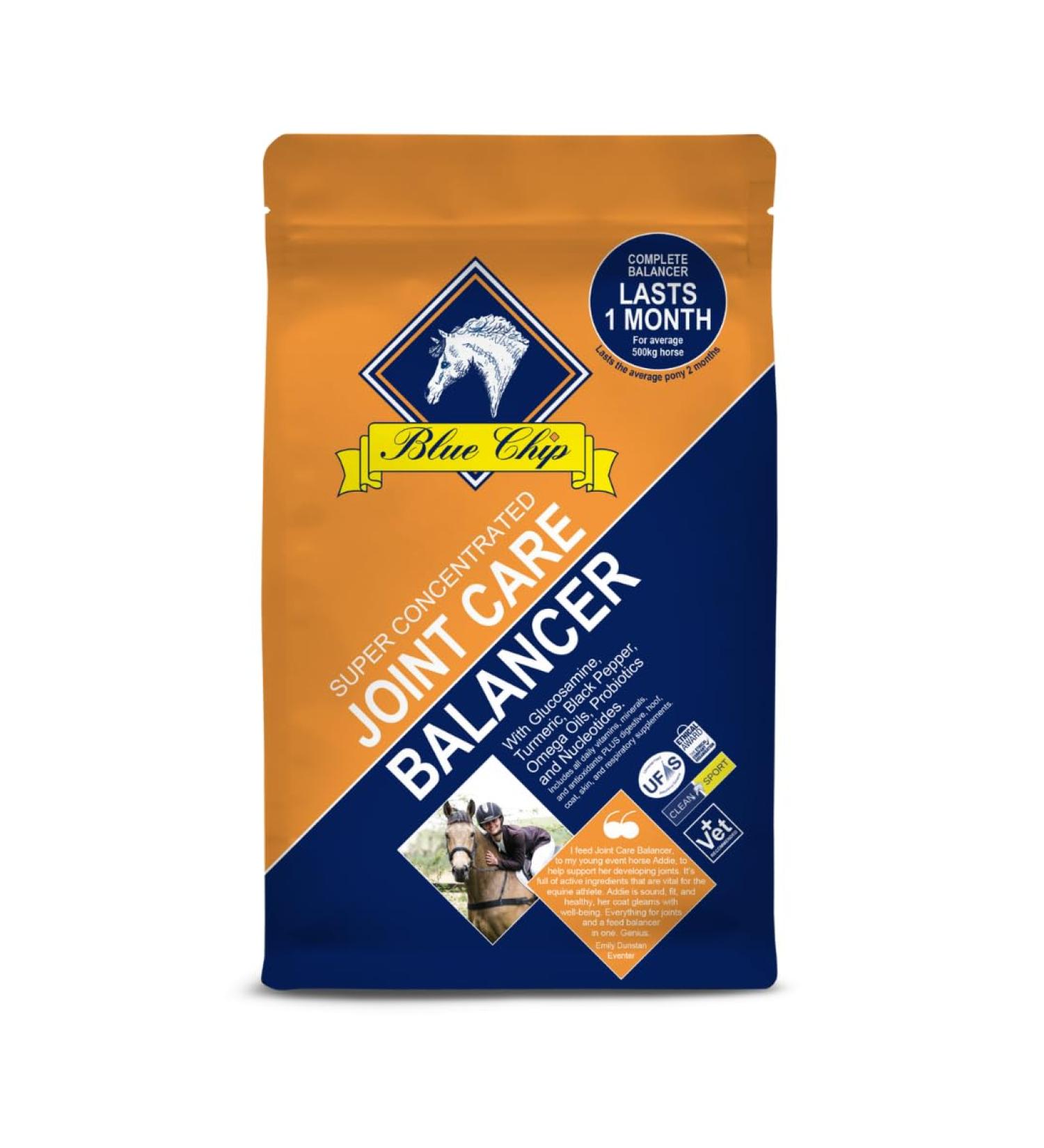Blue Chip Joint Care Feed Balancer (Super Concentrated) 3kg. Complete & balanced horse feed with joint support turmeric glucosamine black pepper & natural oils very low starch/sugar molasses FREE!
