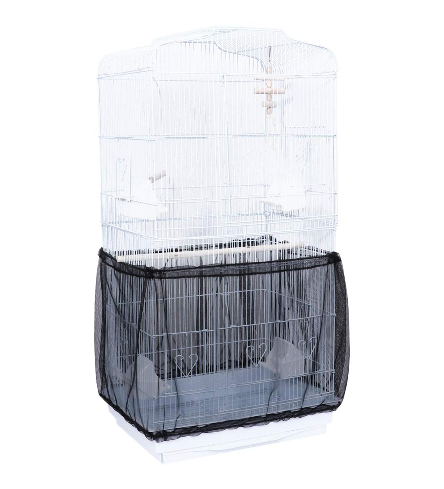 POPETPOP Bird Cage Cover Seed Catcher - Nylon Mesh Net Cover Skirt Guard in Black - Buy Online on GoSupps.com
