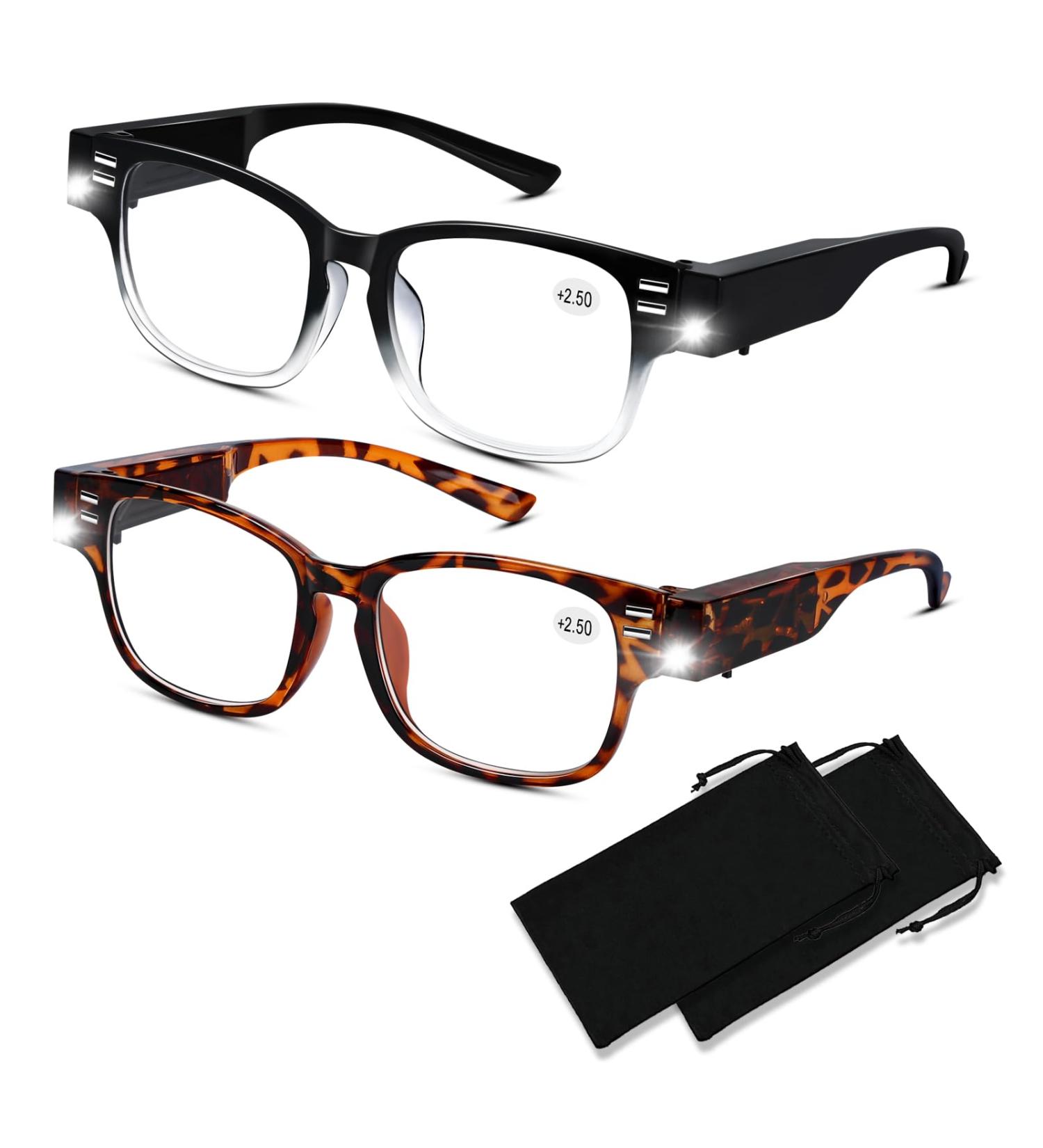 Shop LED Lighted Reading Glasses - Blue Light Blocking Magnifying Eyeglasses for Men & Women | +250 Magnification - Buy Online on GoSupps.com