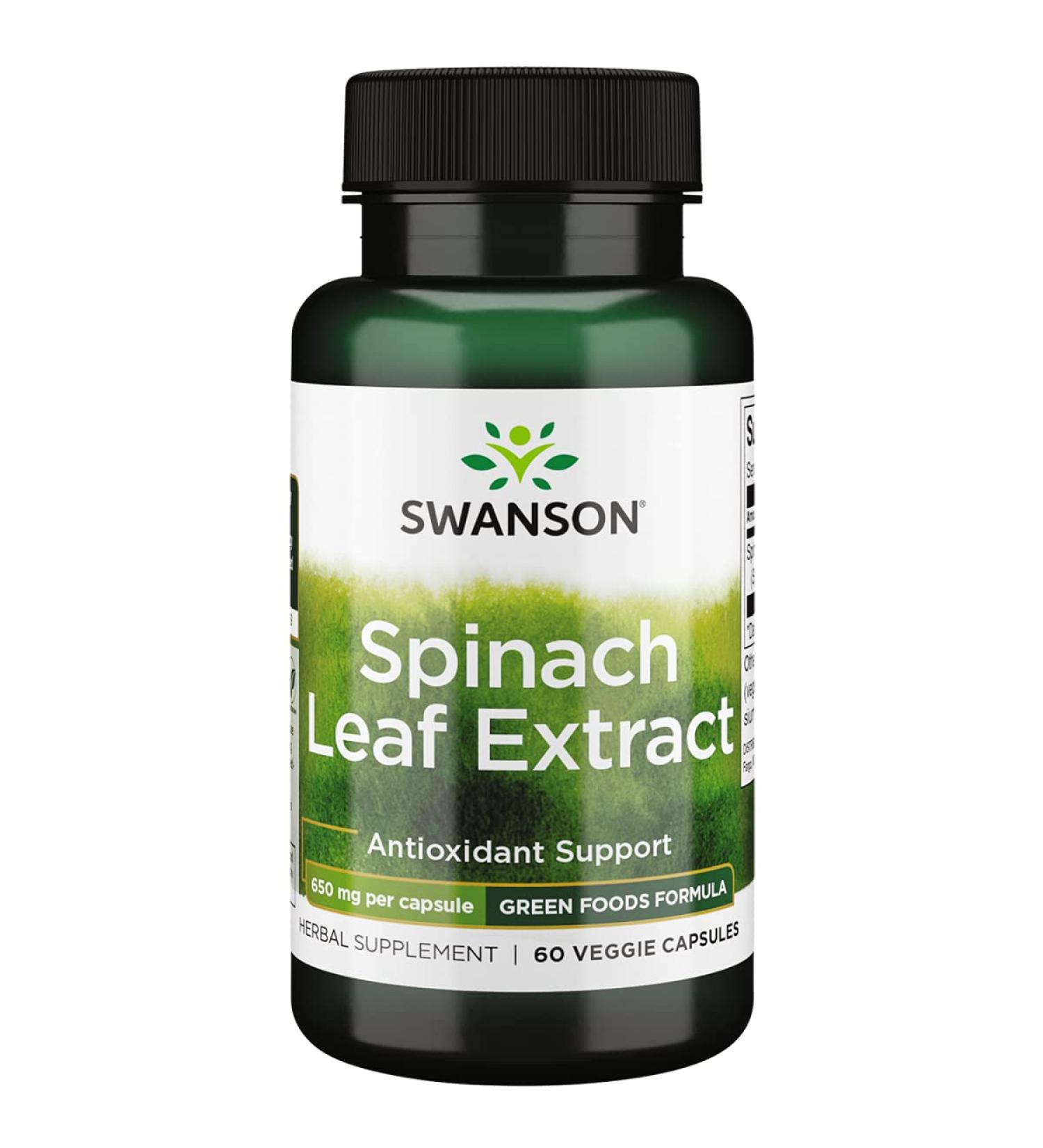 Swanson Spinach Leaf Extract - Herbal Supplement for Overall Health - Green Foods Formula with Thylakoids & Chlorophyll - 60 Veggie Capsules - Buy Online on GoSupps.com