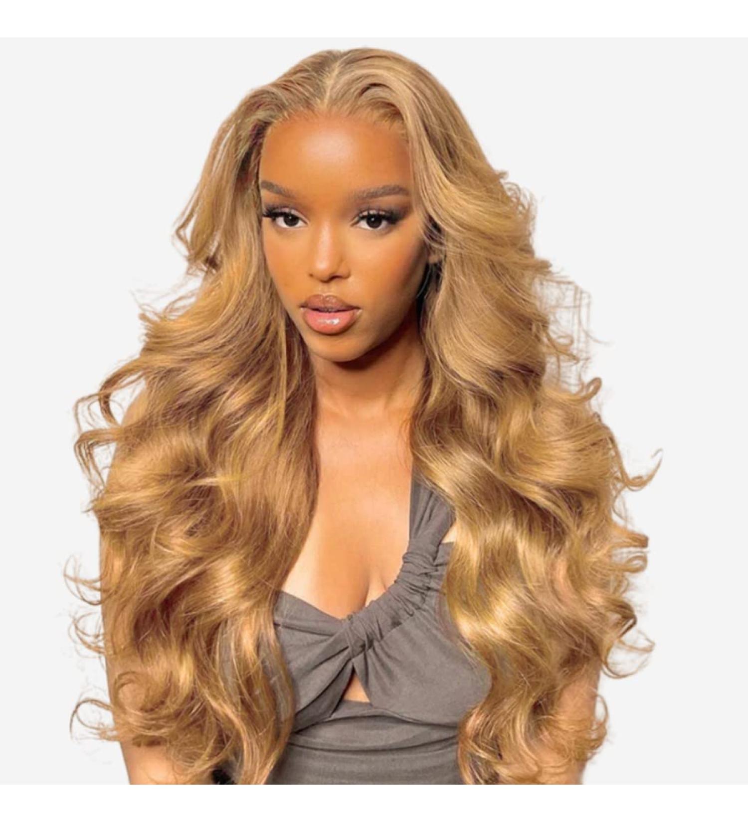 FACMOOD 13x4 Honey Blonde Body Wave Lace Front Wig 24 inch for Black Women - HD Transparent Lace, 180 Density, Pre-plucked with Baby Hair - Buy Online on GoSupps.com