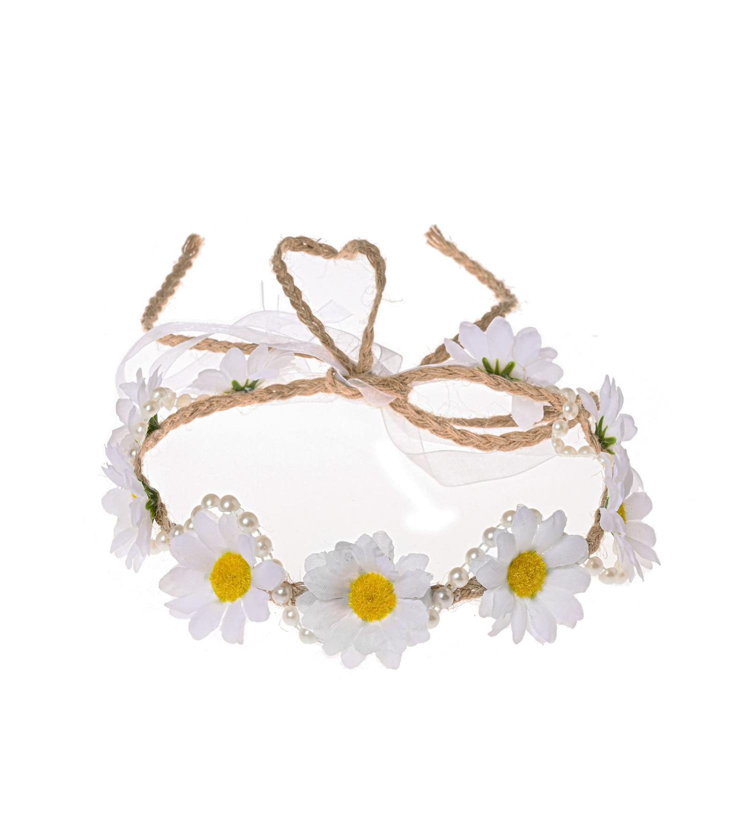 Vividsun BOHO Floral Crown Sunflower Daisy Hair Wreath Headpiece - Daisy White - Buy Online on GoSupps.com