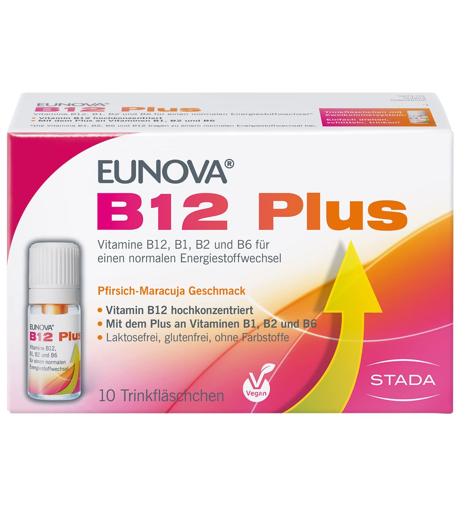 Eunova B12 Plus - 10x8ml Dietary Supplements with Vitamin B1 B2 B6 & B12 - Boost Energy Metabolism | International Shipping Available - Buy Online on GoSupps.com
