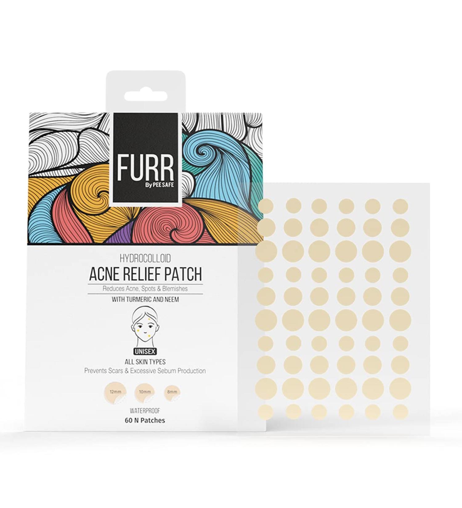 FURR By Pee Safe Hydrocolloid Acne Relief Patches | Reduces Acne Spots and Blemishes | 60 Patches Peach - Buy Online on GoSupps.com