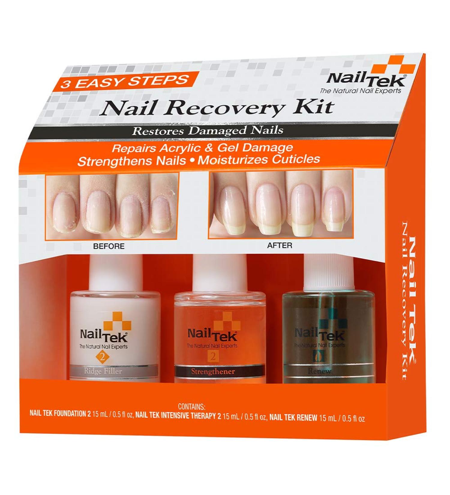 Nail Tek Nail Recovery Kit: Cuticle Oil, Strengthener, Ridge Filler - Restore Damaged Nails in 3 Steps - Buy Online on GoSupps.com