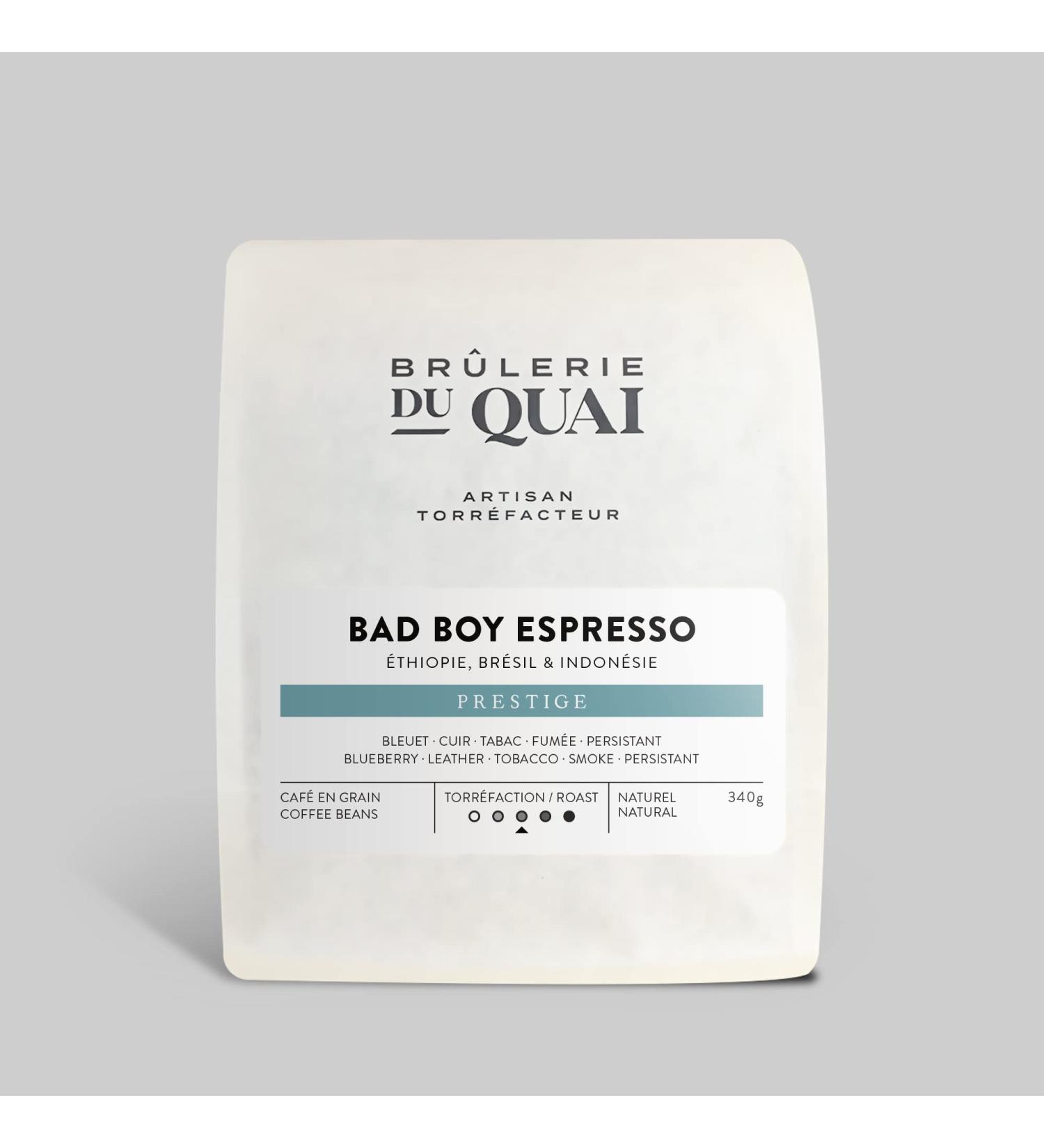 Bad Boy Espresso Coffee - Medium Roast - Espresso Blend - Whole Beans - 340g - Br lerie du Quai and Design Bad Boy Espresso - Medium Roast 340 g (Pack of 1) - Buy Online on GoSupps.com
