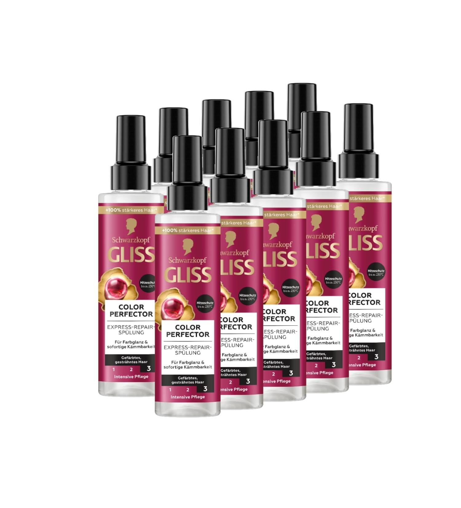  Gliss Kur Gliss Express Colour Perfector Repair Conditioner (10 x 200 ml) for Dyed Highlighted or Coloured Hair Heat Protection Up to 230 C - Buy Online on GoSupps.com