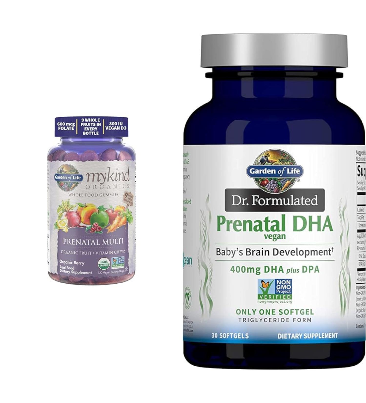 Garden of Life Organics Prenatal Gummies Multivitamin with Vitamin D3 B6 B12 C & Folate & Dr. Formulated Prenatal Vegan DHA - Certified Vegan Omega 3 Supplement - Buy Online on GoSupps.com