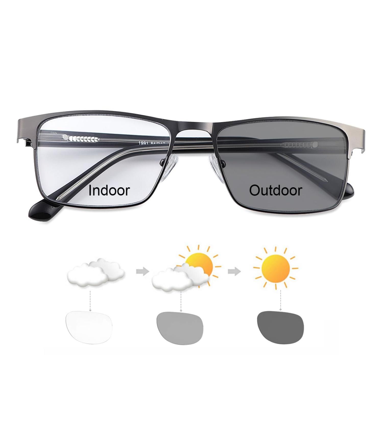 MIRYEA Photochromic Nearsighted Glasses - Retro UV400 Transition Sunglasses for Men & Women - Lightweight Black Full Frame Myopia Eyewear - Anti-Glare -1.25x - Buy Online on GoSupps.com