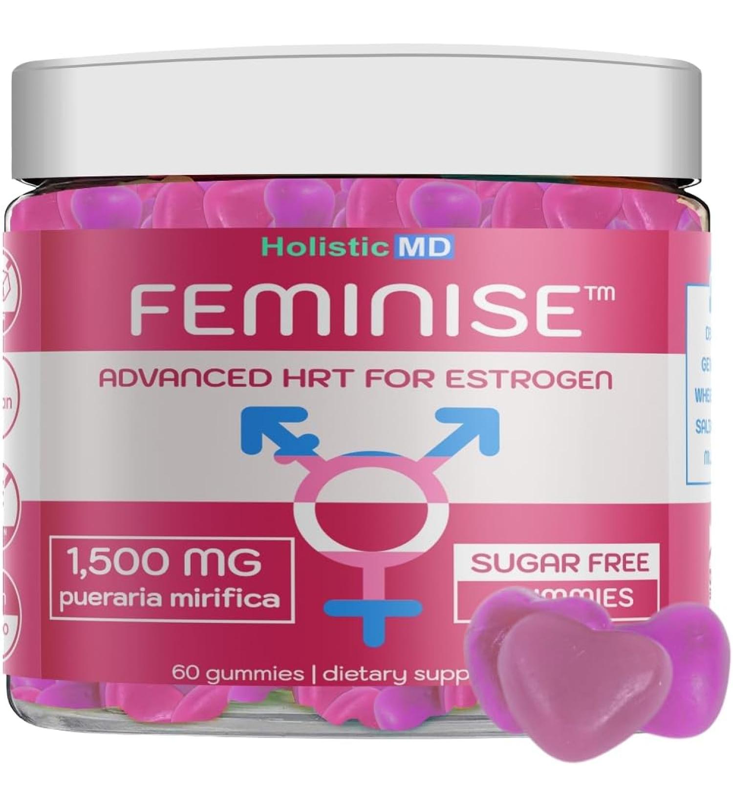 Holistic MD Feminise HRT Estrogen Supplement for Women 1,500 mg  - 60 Gummies - Buy Online on GoSupps.com