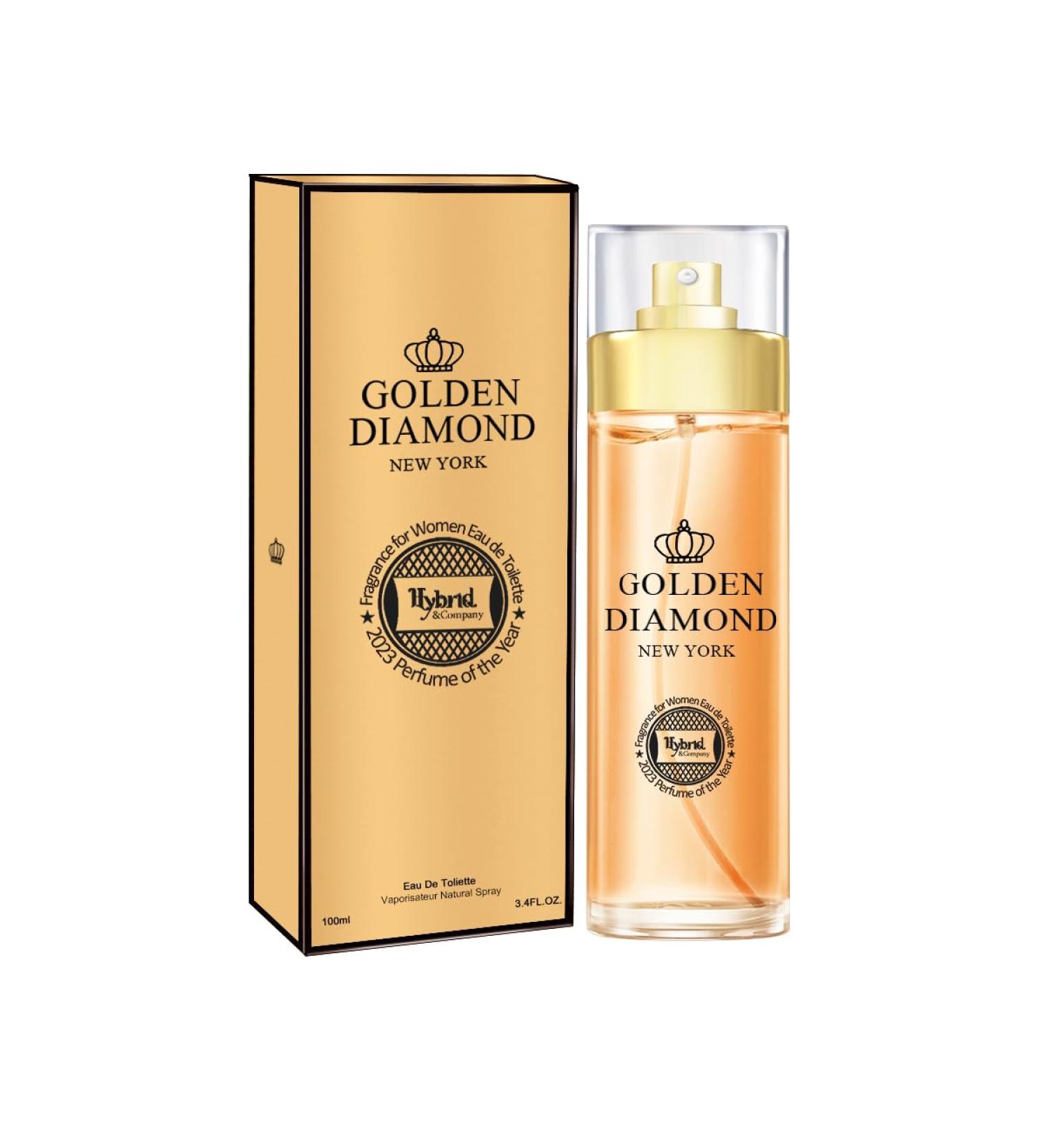Hybrid & Company Golden Diamond Eau De Parfum Natural Spray Fresh Floral Scent 3.4 Fl Oz