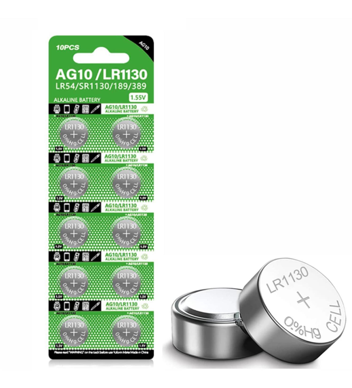 10pcs AG10 Button Cell Batteries - LR1130 1.5V Compatible with 389 SR54 189 SR1130 LR54 - Long-lasting Power for Your Devices - Buy Online on GoSupps.com