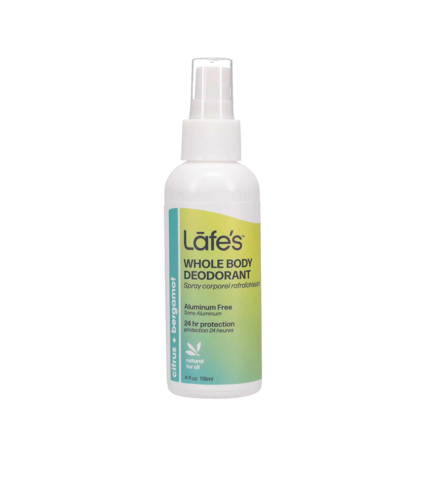 Lafe's Natural Deodorant | 4 Ounce Whole Body Non-Aerosol Deodorant Spray | Aluminum Paraben & Baking Soda Free | Citrus & Bergamot - Buy Online on GoSupps.com