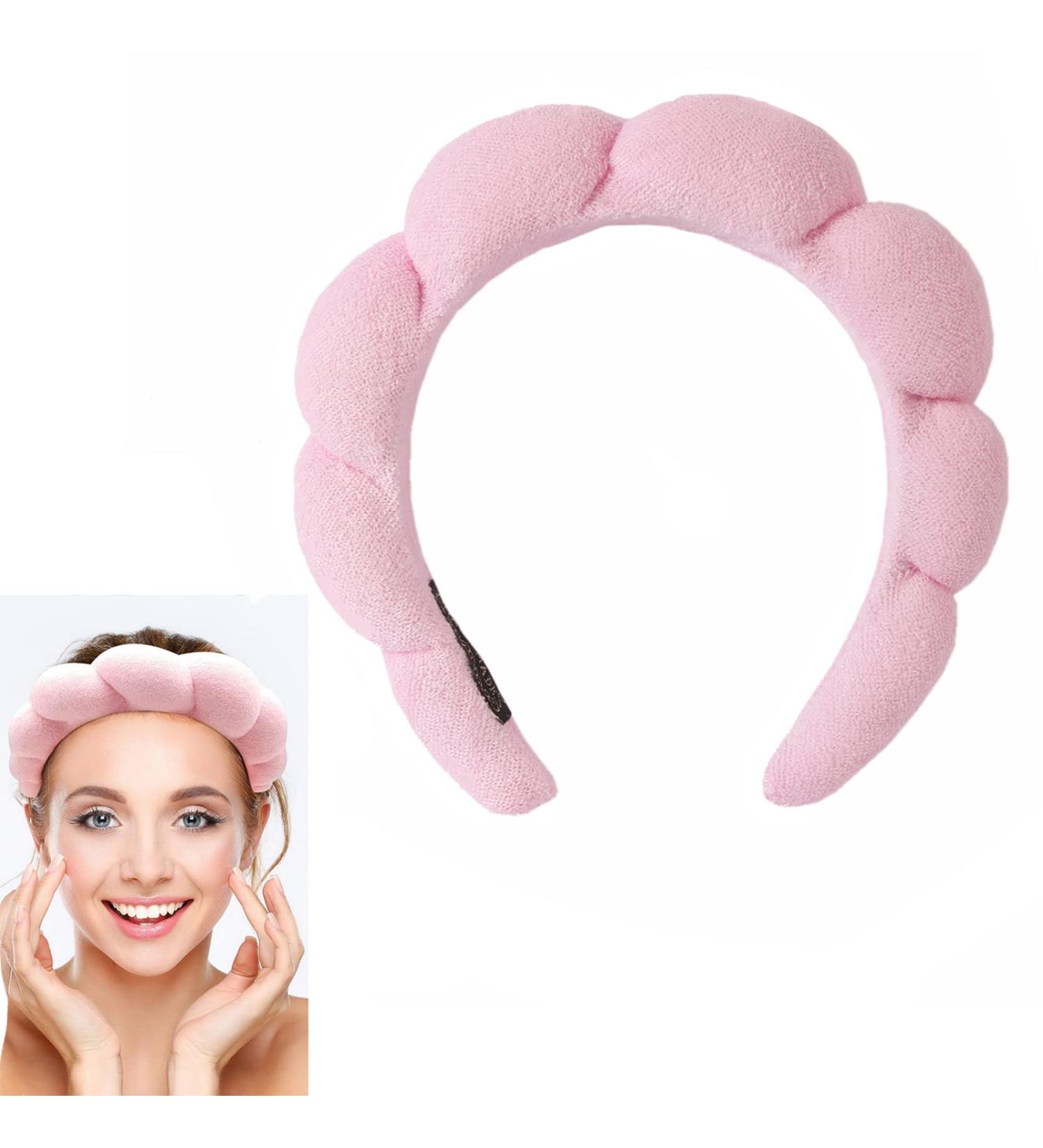 Spa Headband for Women Puffy Makeup Headband Cloud Headband Cute Skincare Headband for Face Washing Makeup Removal Shower and Facial Mask(Pink) - Buy Online on GoSupps.com