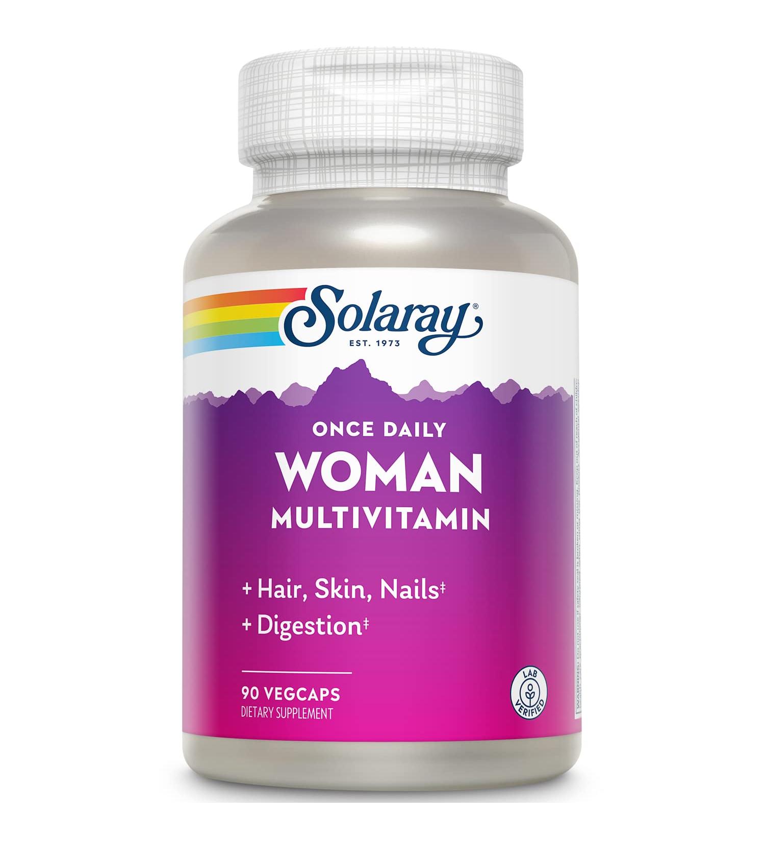 Solaray Once Daily Women's Multivitamin 90 VegCaps - Peak Health & Vitality - Buy Online on GoSupps.com