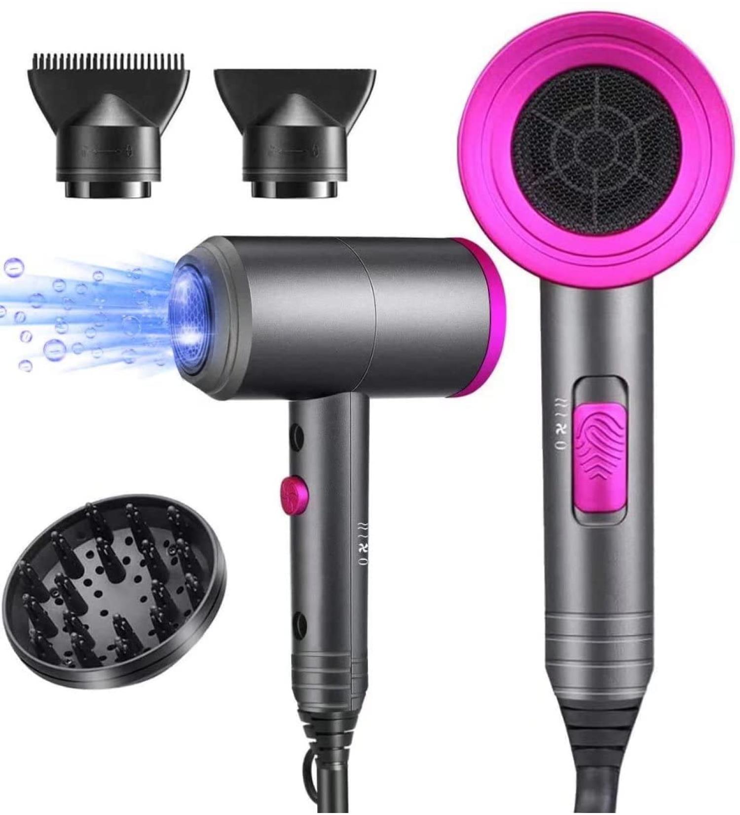 Ionic Hair Dryer 1800W Professional Blow Dryer with AC Motor | Negative Ion Technology | 3 Heat/2 Speed/Cold Settings | 2 Nozzles & 1 Diffuser | Home, Salon, Travel - Women, Kids - Buy Online on GoSupps.com