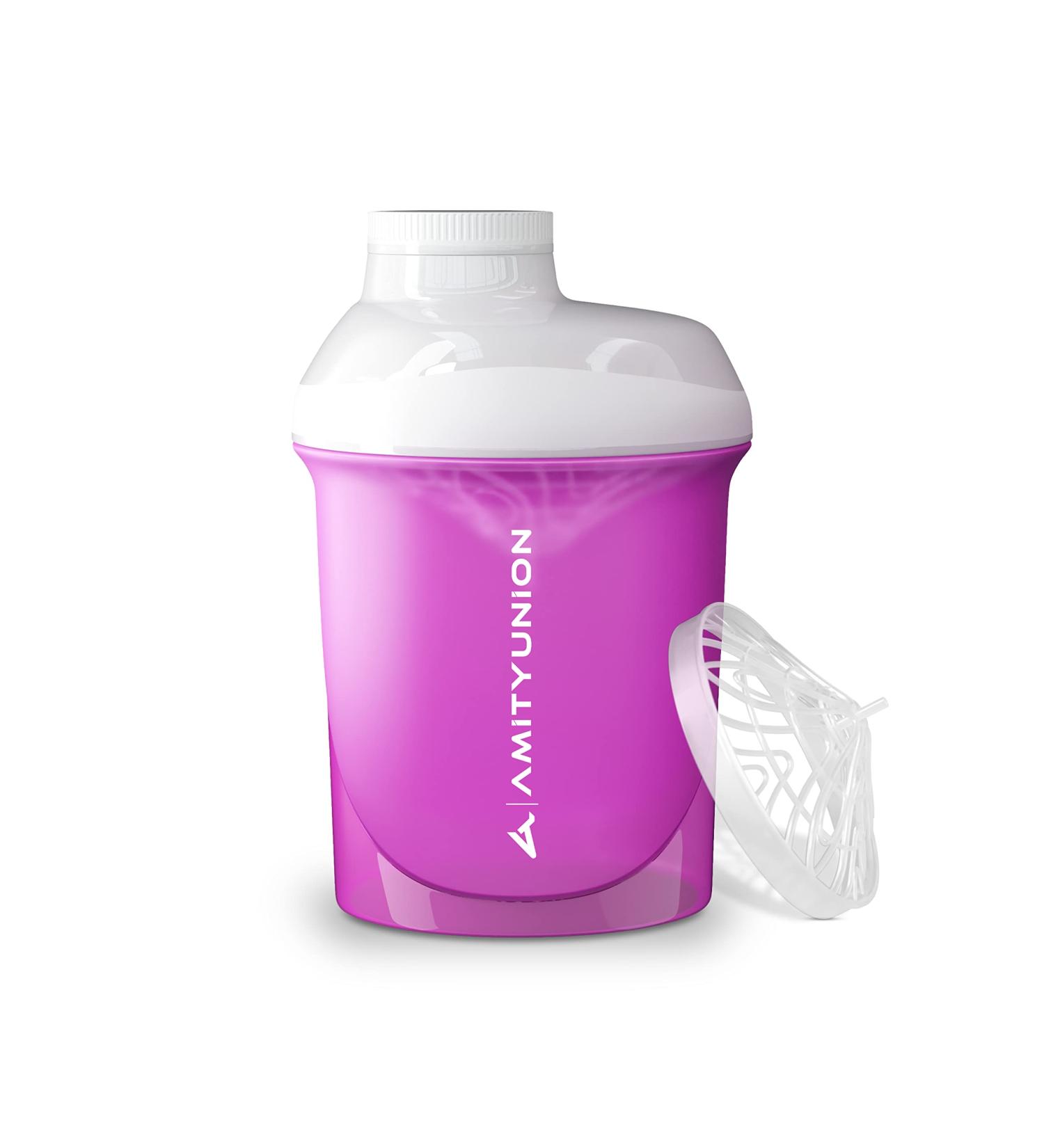 Amity Union Women s Protein Shaker 400ml - Pink & White Leak-Proof BPA-Free with Sieve & Scale for Creamy Shakes - Perfect for Gym & Fitness - Buy Online on GoSupps.com