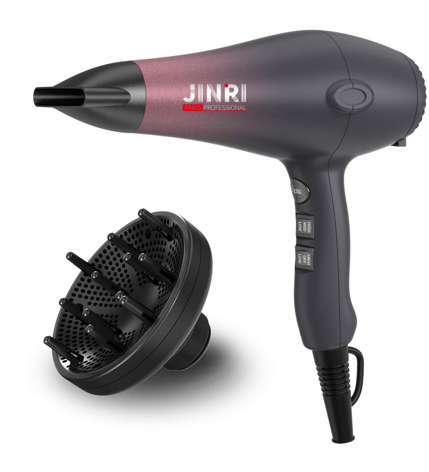 Infrared Hair Dryer - JINRI Professional 1875W Ionic Blow Dryer with Comb Diffuser & Concentrator for Fast Drying | International Shipping Available - Buy Online on GoSupps.com