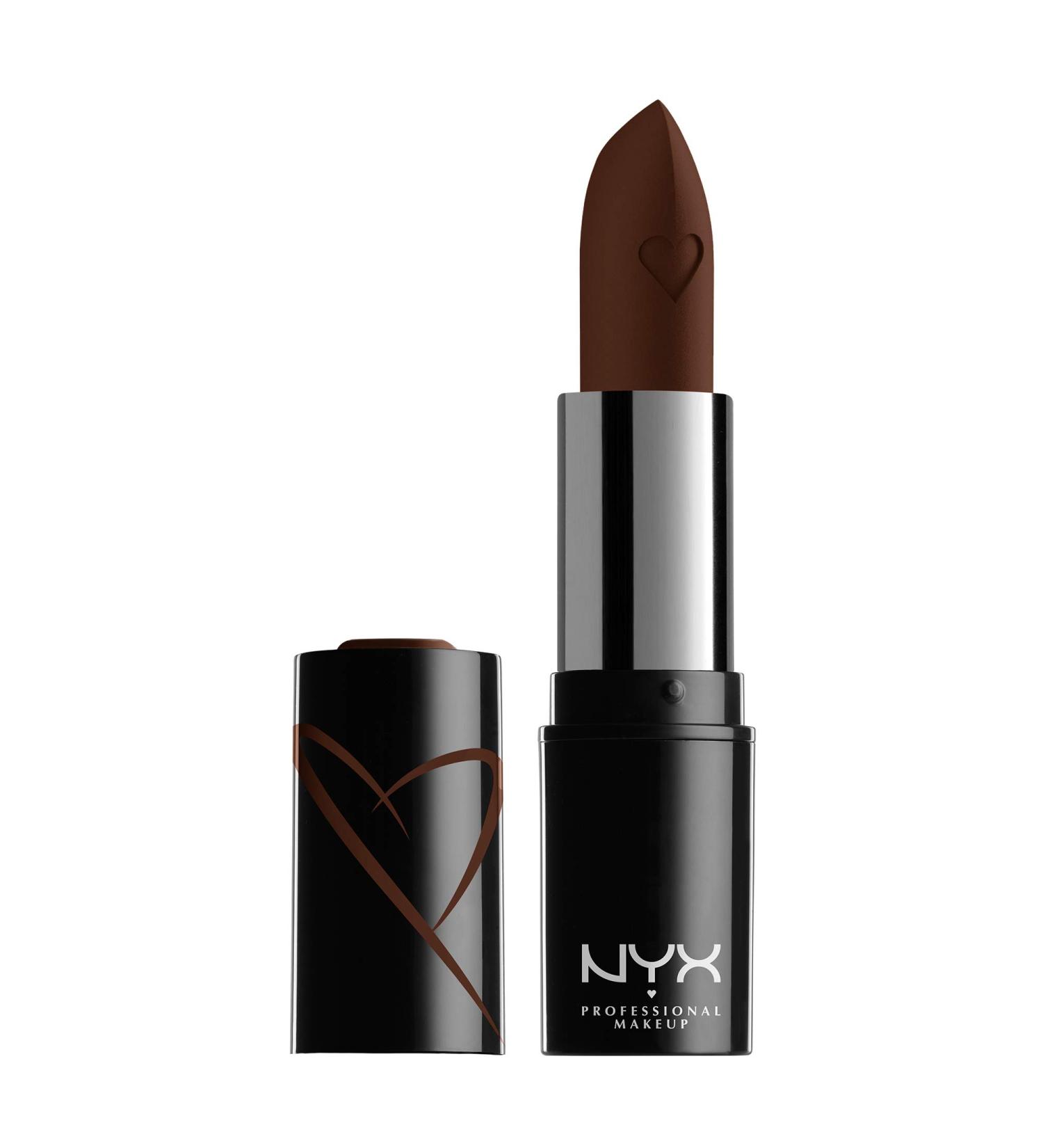 NYX Shout Loud Satin Lipstick in Grind - Cool Chocolate Shade 0.12 oz - Buy Online on GoSupps.com