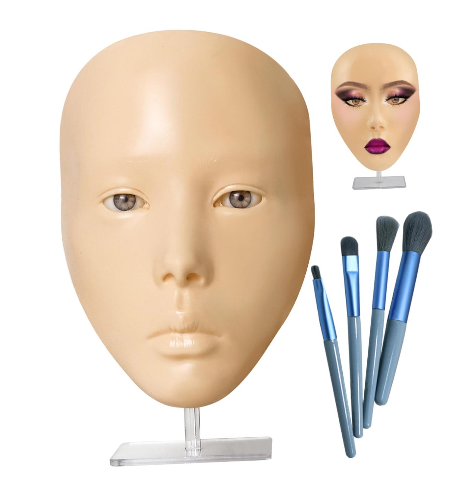 Silicone Makeup Practice Face Board for Beginners - Reusable Eyebrow Eyeliner & Foundation Training - White Skin Model - Buy Online on GoSupps.com