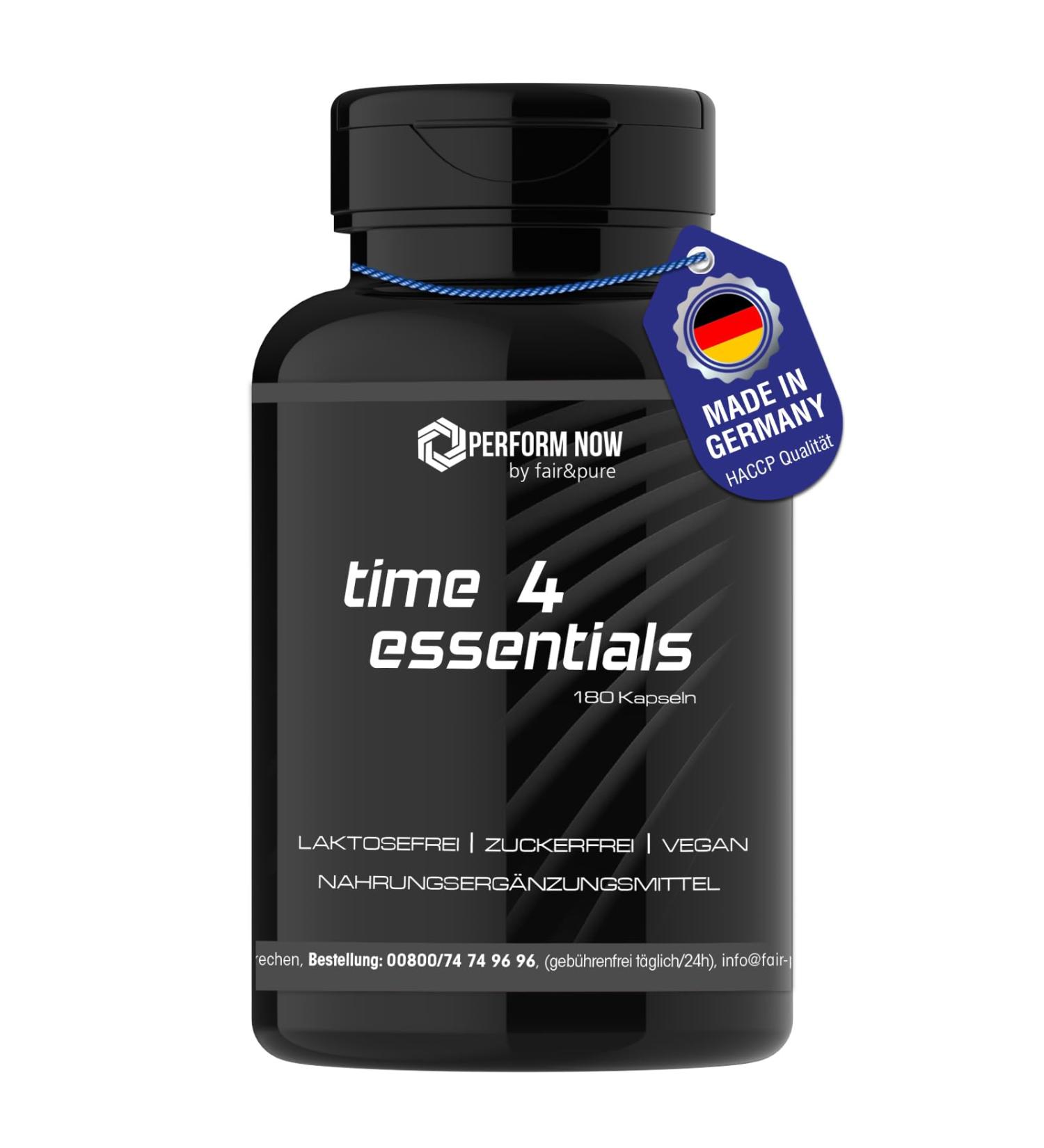 SoMatEm time 4 essentials multivitamin & mineral complex with valuable amino acids + choline + betaine HCL 120 capsules high dosage German quality production PERFORM NOW by fair&pure - Buy Online on GoSupps.com