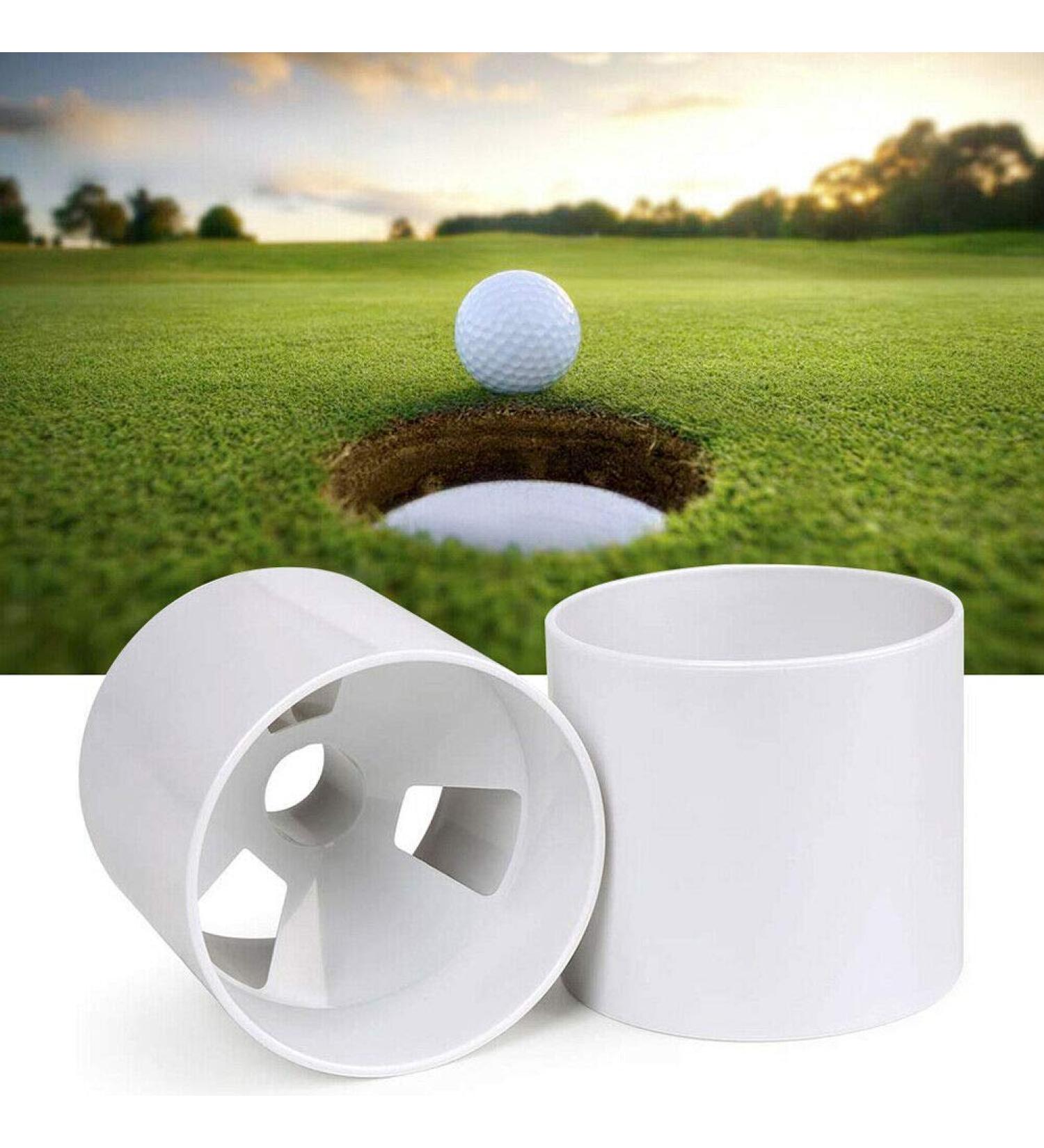 Golf Hole Putting Cup Set - USGA Regulation Conforming | 2 ABS Ivory White Cups | 4 Diameter x 4 Depth | Ideal for Practice Putting Green - Buy Online on GoSupps.com