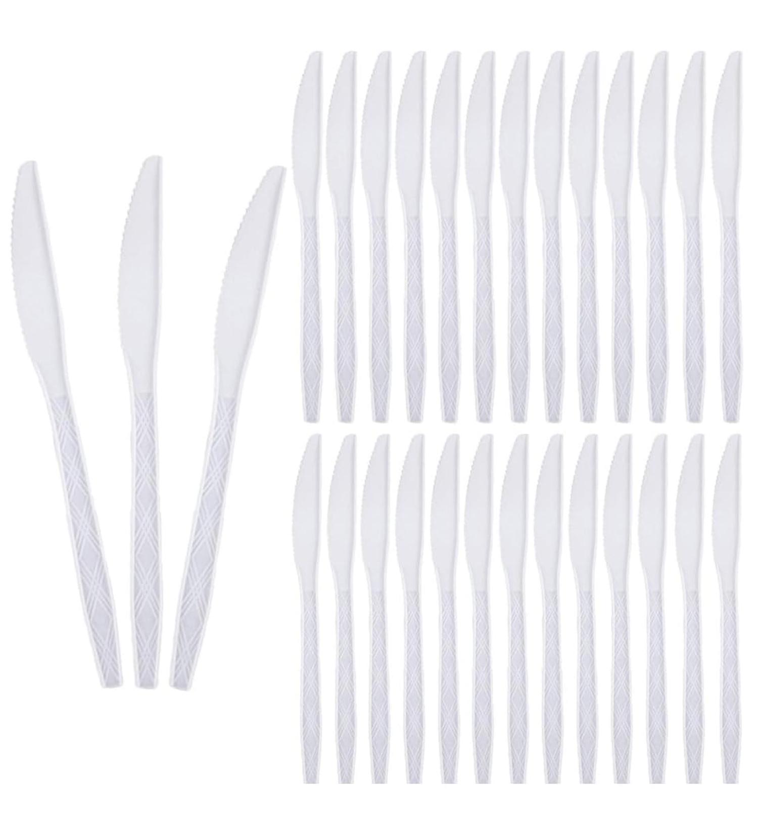 300 PCS Disposable Plastic Utensils 6.5In Plastic Knives Heavyweight Disposable Clear Knives Disposable Plastic Cutlery for Dinners Buffets Take-Out Catering Food Services(White) 300 PCS Plastic Knives - Buy Online on GoSupps.com