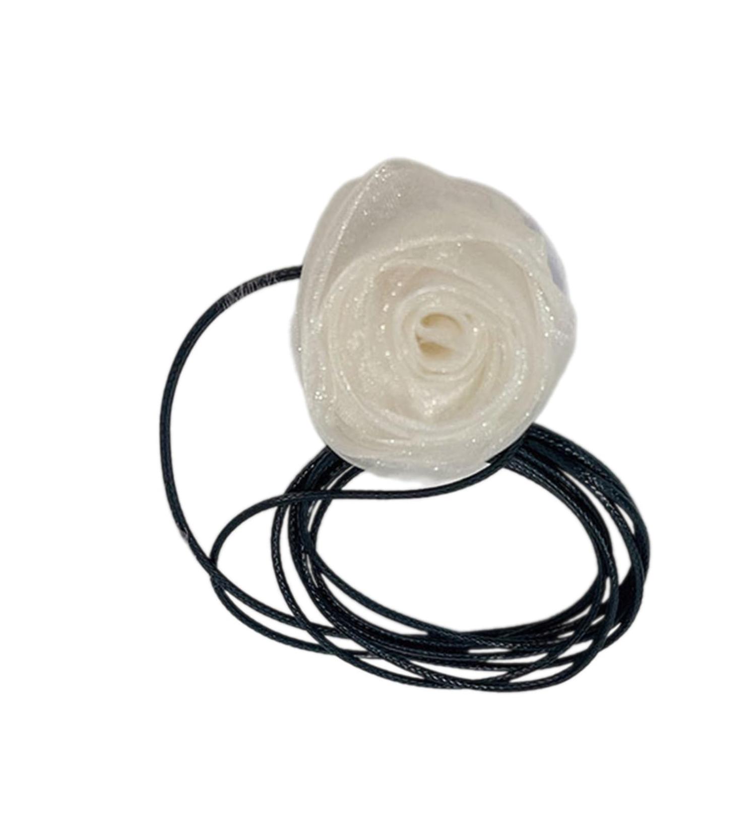 Southjieling 3D Rose Necklace - Versatile Collarbone Chain & Fashionable Simulated Flower Accessory in Beige - Buy Online on GoSupps.com