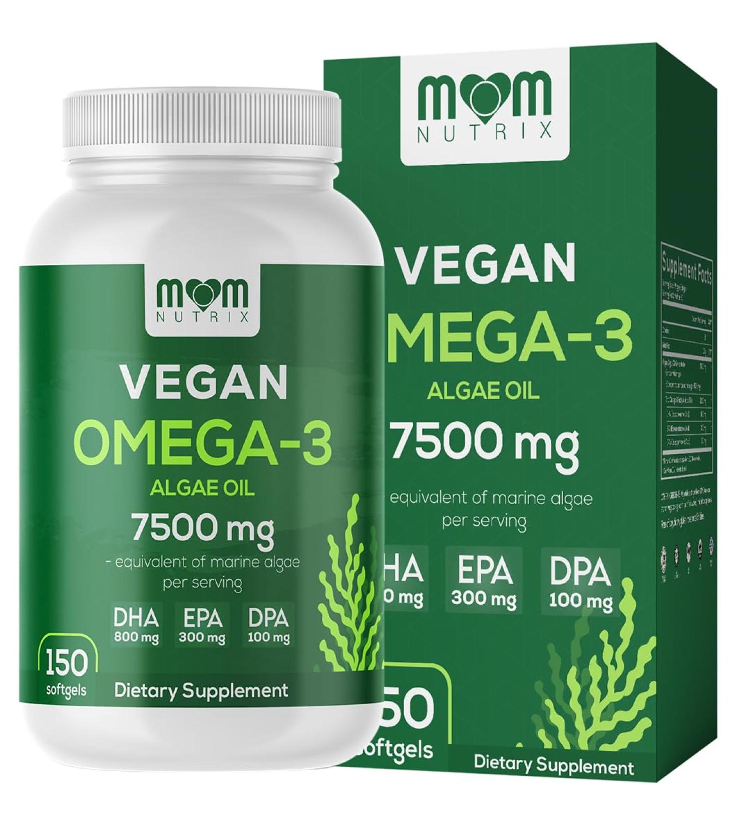 Fish Oil Alternative - Vegan Omega 3 Supplement Algae Oil DHA EPA DPA - Plant Based Omega 3 Fatty - Organic & Non-GMO - 150 Softgels - Buy Online on GoSupps.com