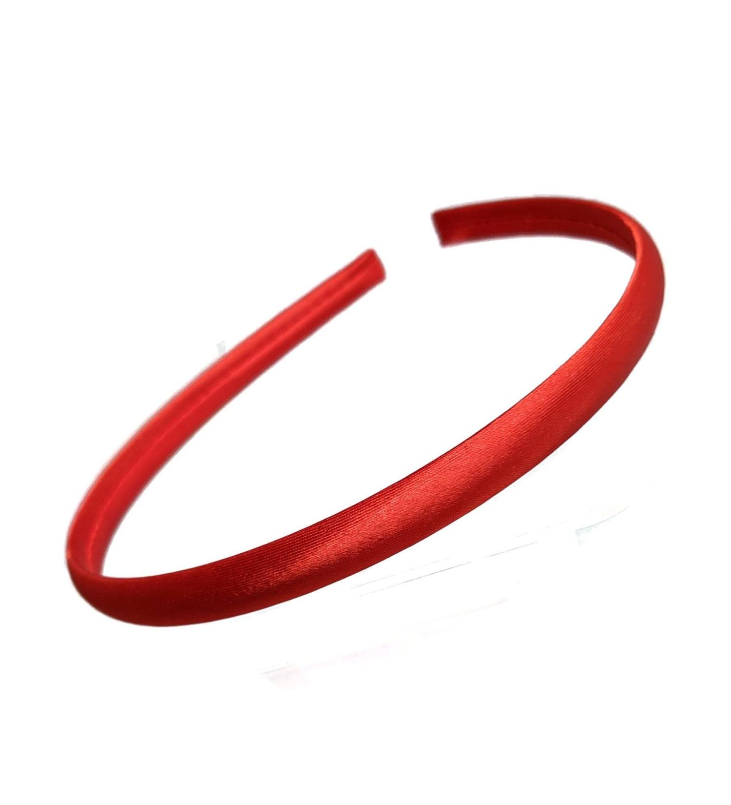 Girls 1cm Satin Plastic Alice Band Hair Band School Headband No Teeth for Women Girls by Glitz4Girlz (Red)