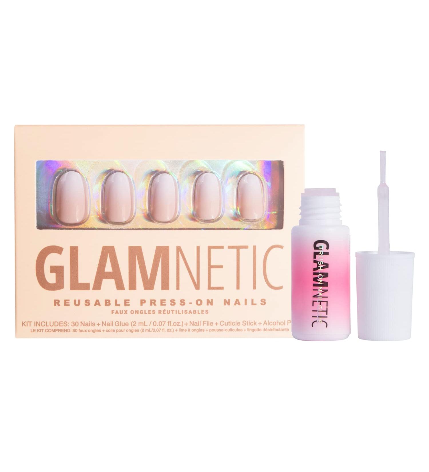 Glamnetic Creamer Press On Nails | Neutral Ombre Short Round Nails | Mess-Free Brush On Nail Glue | 30 Nails Kit - Buy Online on GoSupps.com