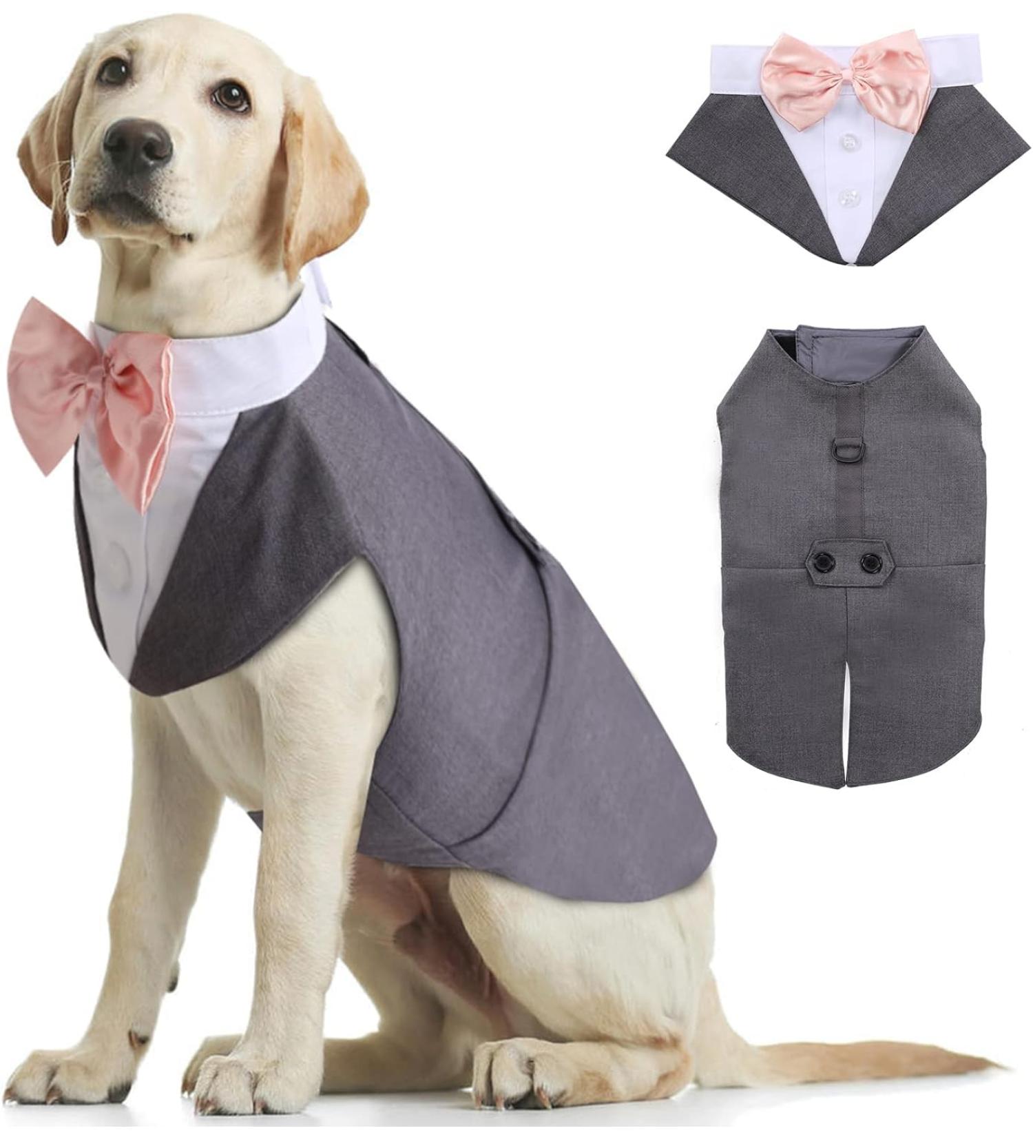 Kuoser Dog Smoking Suit & Bandana Set | Stylish Pet Formal Wear for Weddings Halloween & Parties | Sizes S-XXL - Buy Online on GoSupps.com