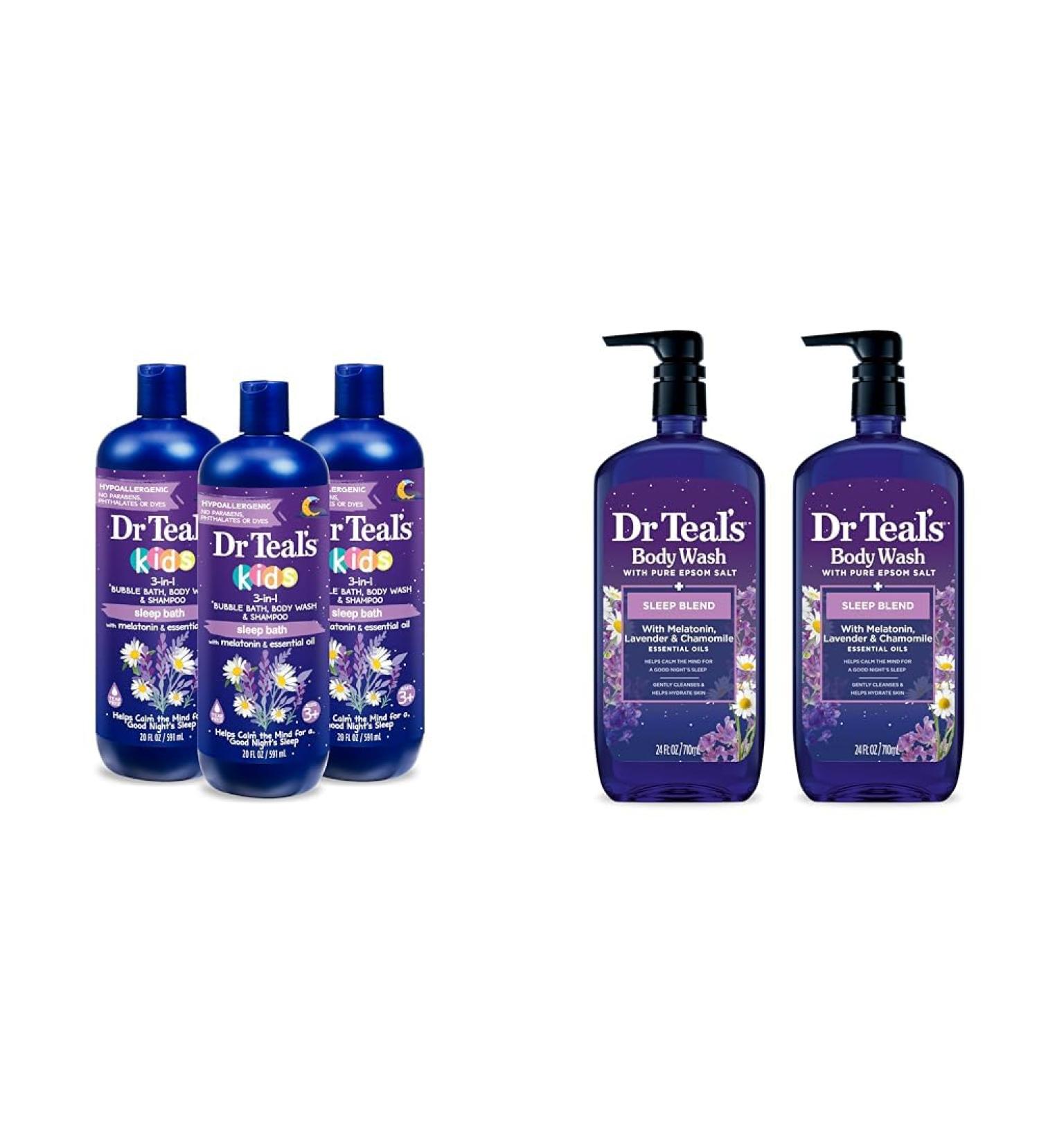 Dr Teal's Kids Sleep Bath & Body Wash Bundle with Melatonin & Essential Oils (3-Pack 20 fl oz & 2-Pack 24 fl oz) - Buy Online on GoSupps.com