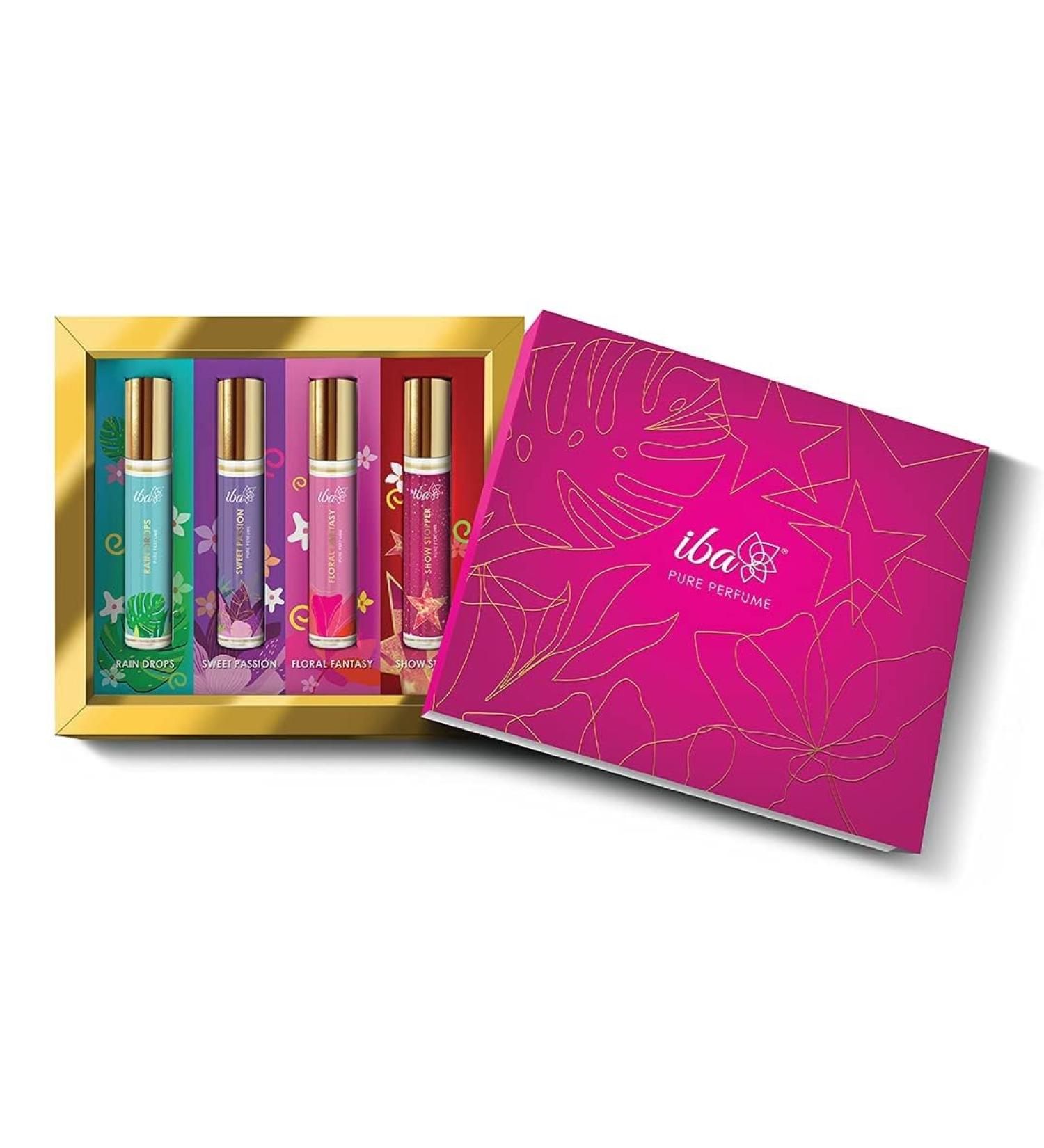 Perfume Gift Set for Women (4 * 10 ml) Luxury Scent Aqua Fruity Floral Woody Musky & Spicy Fragrance with Long Lasting | Roll on Perfume Set | Alcohol-Free - Buy Online on GoSupps.com
