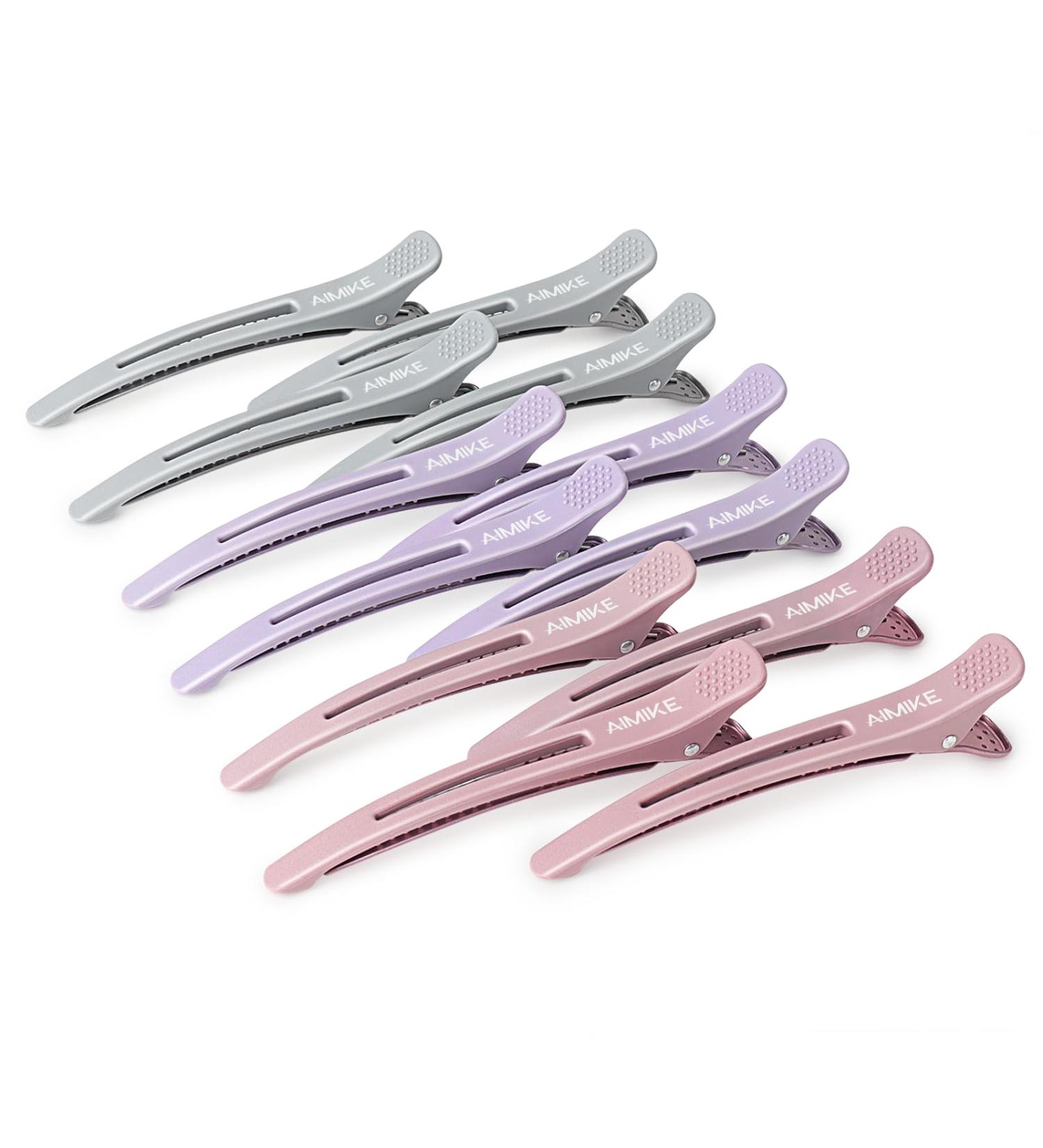 Shop Aimike 12 Morandi Hair Clips - No Trace Silicone Hairdresser Clamps for Thick & Thin Hair | Perfect for Styling & Cutting - Buy Online on GoSupps.com