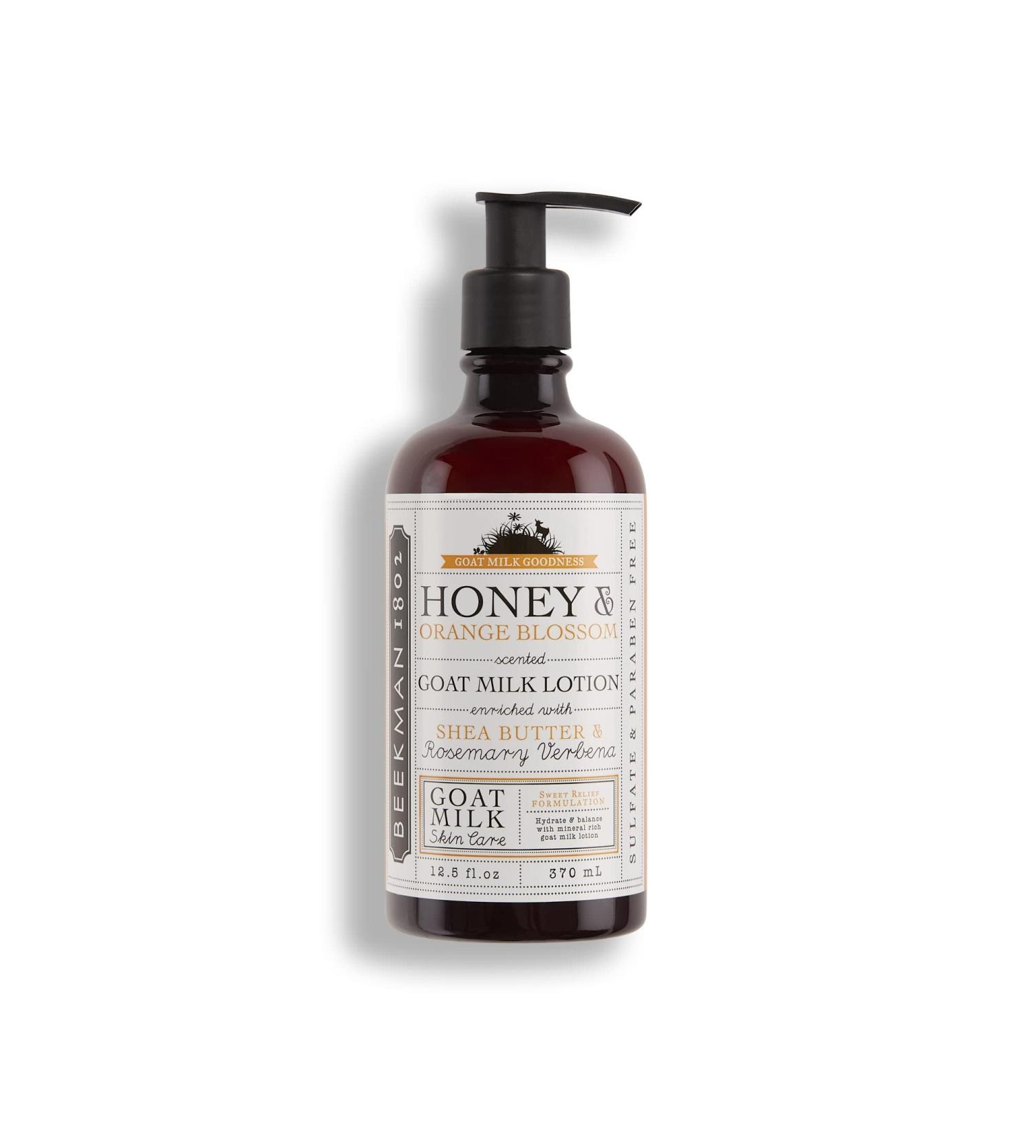 Beekman 1802 Goat Milk Lotion 12.5 oz - Hydrating & Exfoliating Body Lotion for Sensitive Skin - Cruelty Free Honey & Orange Blossom - Buy Online on GoSupps.com