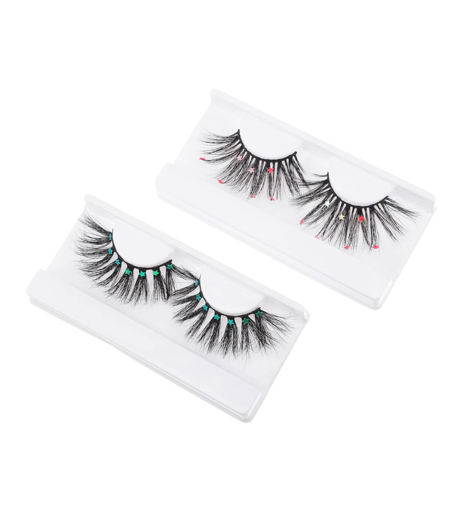 Veemoon 2 Pairs Fake Eyelashes Sequin Eyelash Fluffy Volume Lashes Artificial Eyelashes Women False Eyelash Thick Volume Eyelash Faux Lashes 3d Glitter Powder Make up Chemical Fiber - Buy Online on GoSupps.com
