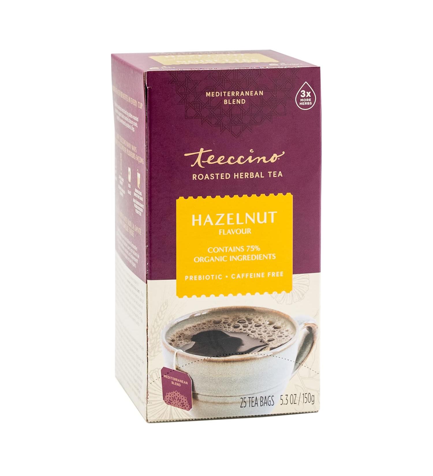 Teeccino Herbal Tea Hazelnut Rich & Roasted Herbal Tea That s Caffeine Free & Prebiotic for Natural Energy 25 Tea Bags - Buy Online on GoSupps.com
