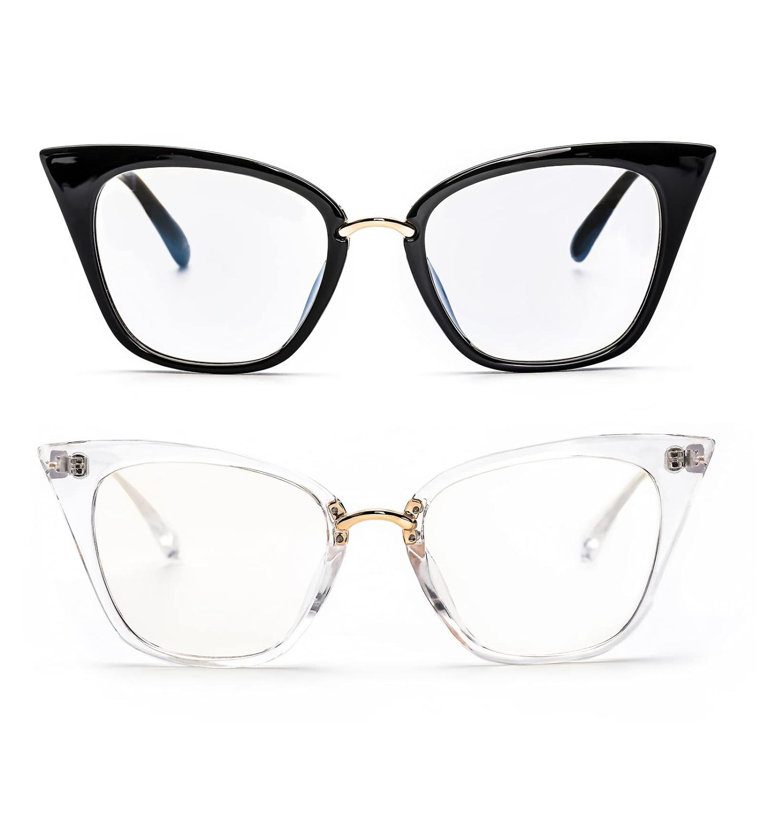 Buy ZUVGEES 2 Pack Women's Cute Oversized Cat Eye Blue Light Blocking Reading Glasses - Black & Transparent - 1.25x Strength - Stylish Computer Readers for All Ages - Buy Online on GoSupps.com