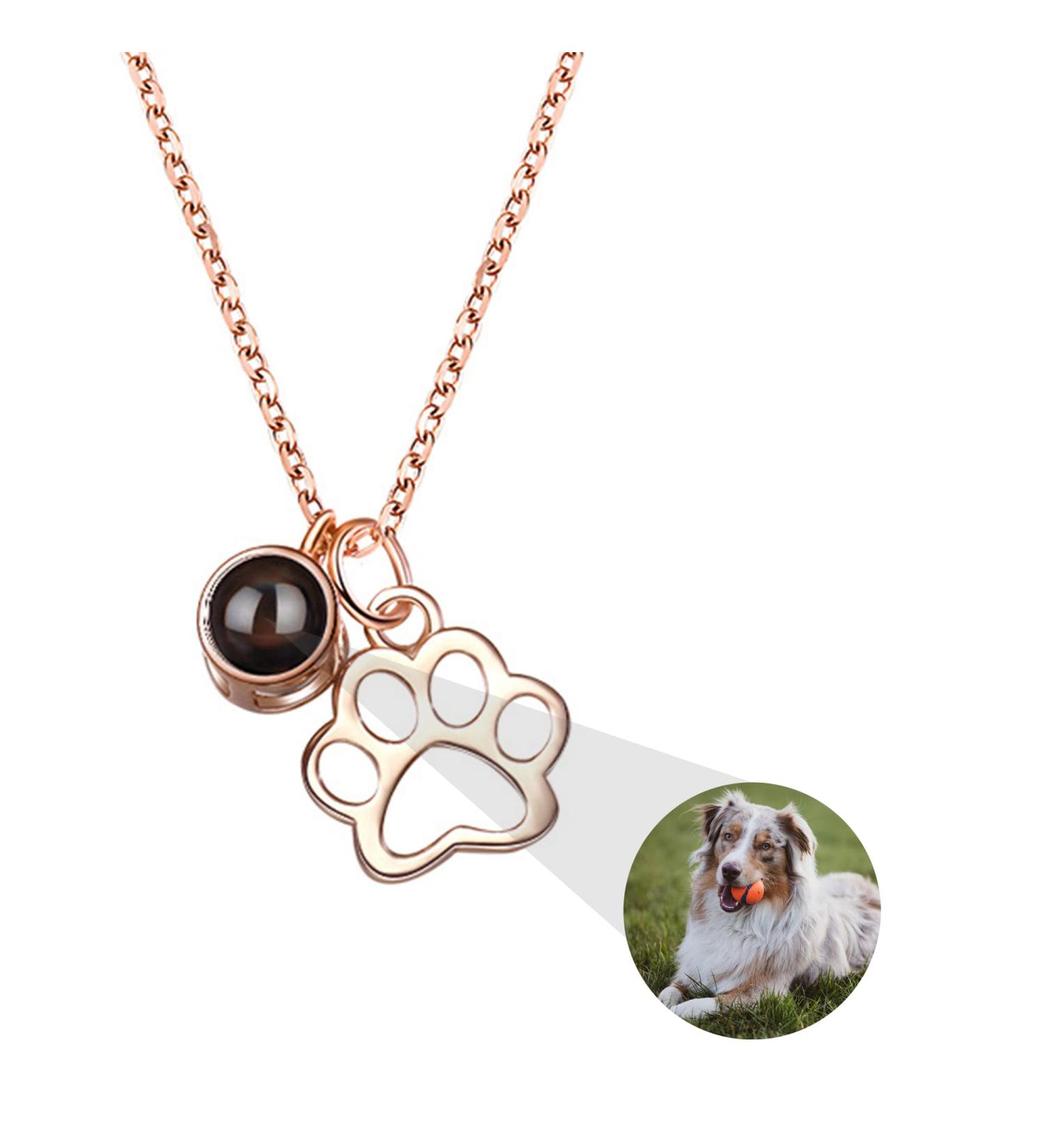 Personalized Dog Paw Print Necklace | 925 Sterling Silver Pet Photo Chain | Custom Pet Memories Jewelry | Rose Gold Dog Bones Gift for Women - Buy Online on GoSupps.com