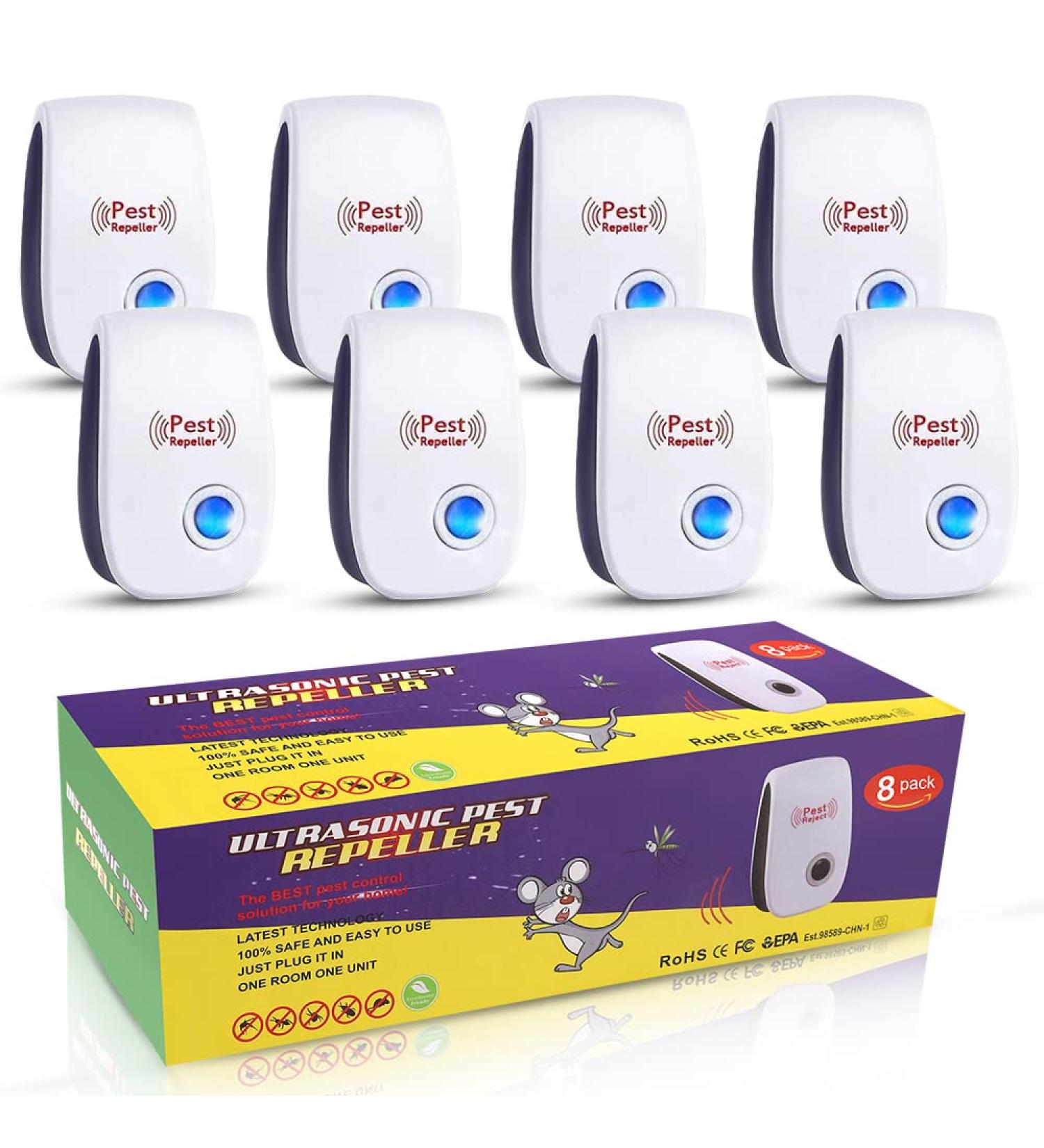 BBMS Ultrasonic Pest Repellent 8-Pack - Electronic Plug-in Indoor Pest Repellent for Home, Office, Warehouse, Hotel - White - Buy Online on GoSupps.com