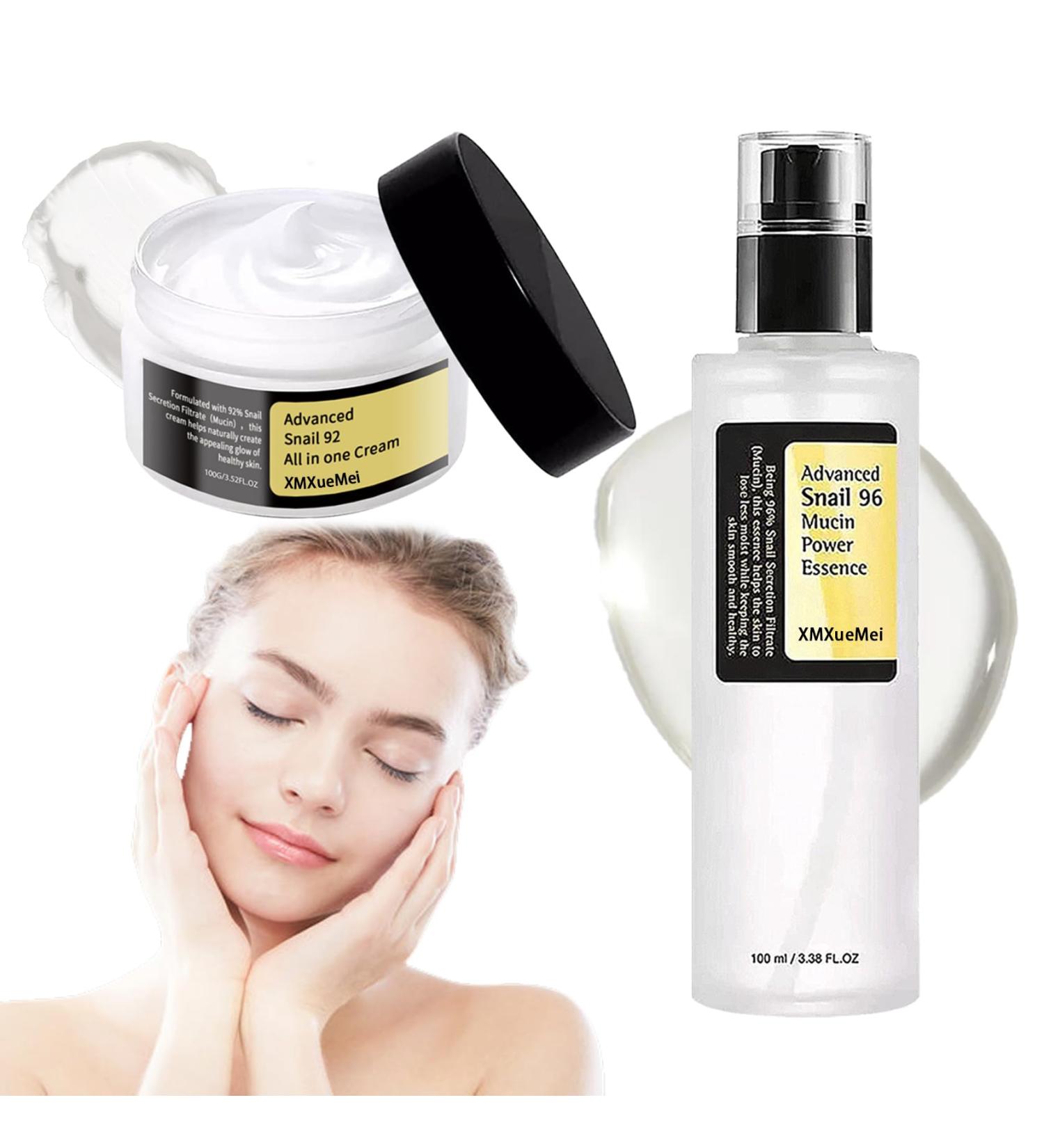 Snail Mucin Facial Set Snail Mucin Cream & Snail Mucin Serum Snail Moisturizer Hydrating Snail Serum for Face(2PCS) - Buy Online on GoSupps.com