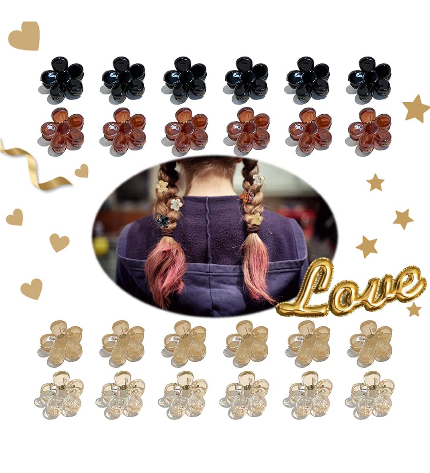 24pcs Flower Hair Clips & Mini Claw Clips Set for Women, Girls & Babies - Cute Hair Accessories in 4 Colors - Buy Online on GoSupps.com