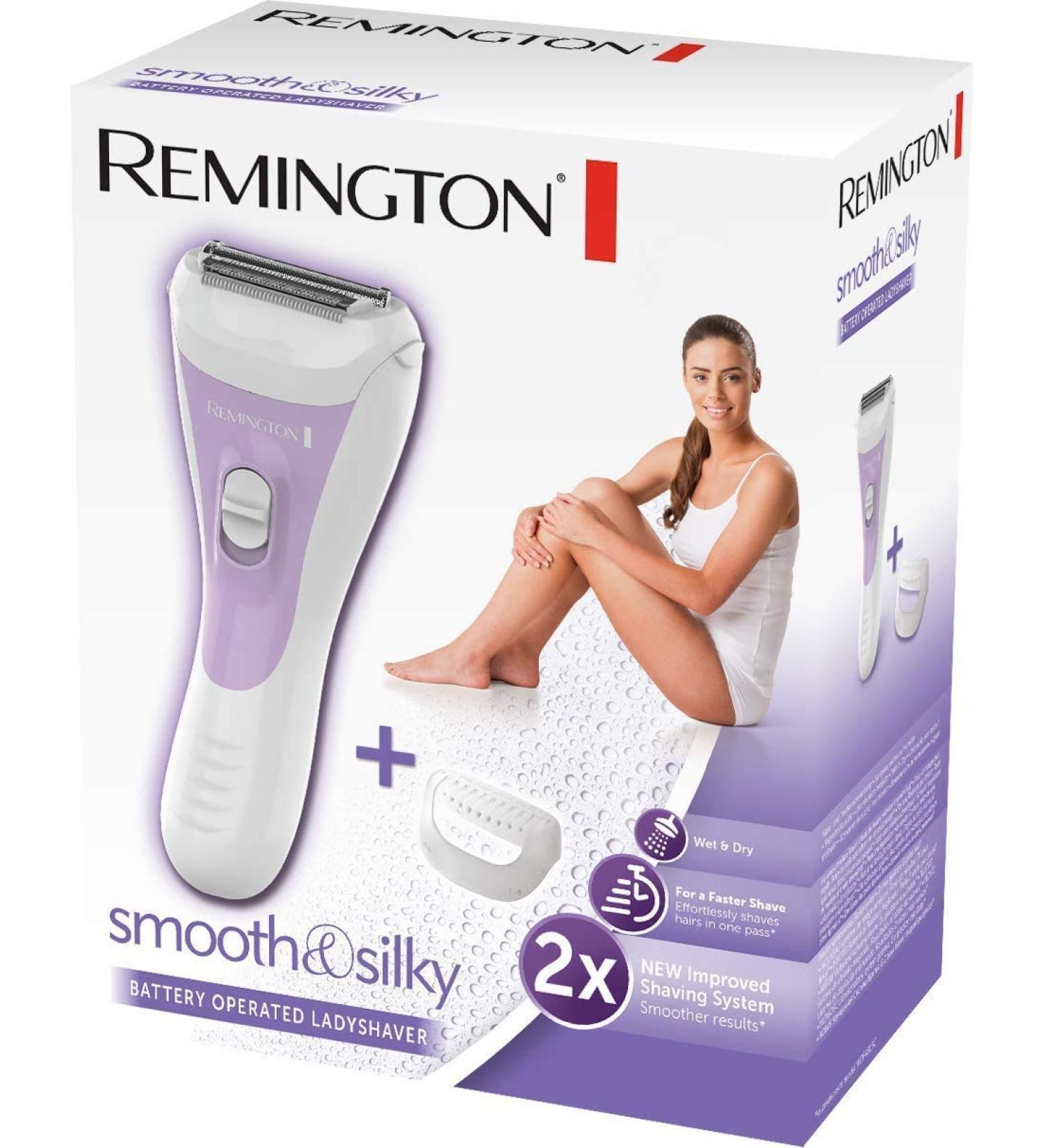 Remington Women's Shaver Smooth & Silky WSF5060 - Bikini Trim Attachment Aloe Vera Strip Wet & Dry Use Battery Operated - Buy Online on GoSupps.com