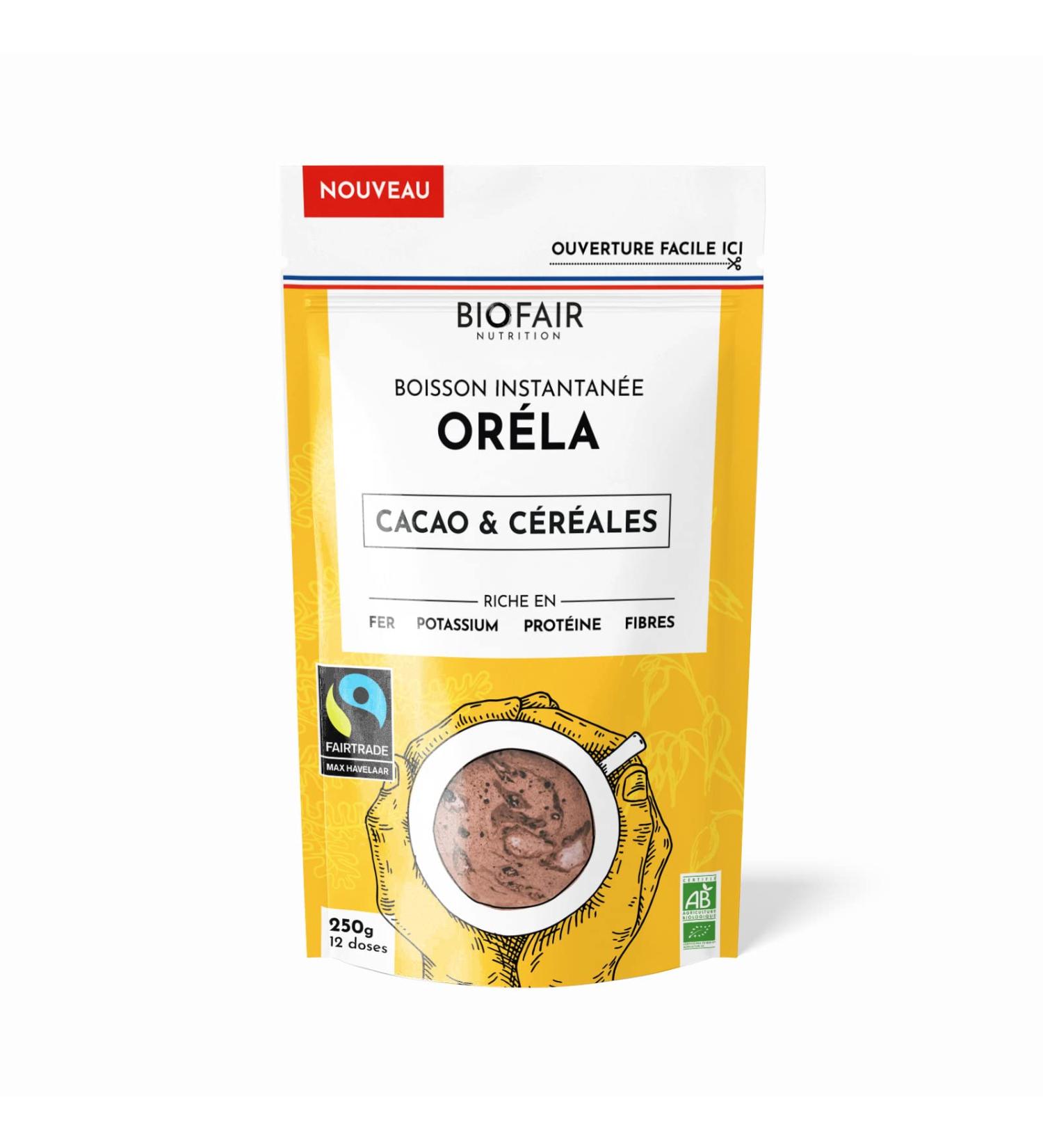 BIOFAIR NUTRITION - Boisson Instantan e bio OR LA - Cacao & C r ales - Riche en Fer Potassium Prot ine Fibres - Fabriqu en France - Buy Online on GoSupps.com