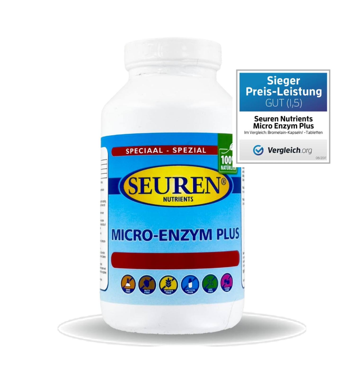 Seuren Nutrients Micro Enzyme Plus 200 Tablets | Gluten-Free Lactose-Free Sugar-Free | Natural Gastro-Resistant Enzyme Complex | Multi-Enzyme Formula for Digestive Support - Buy Online on GoSupps.com